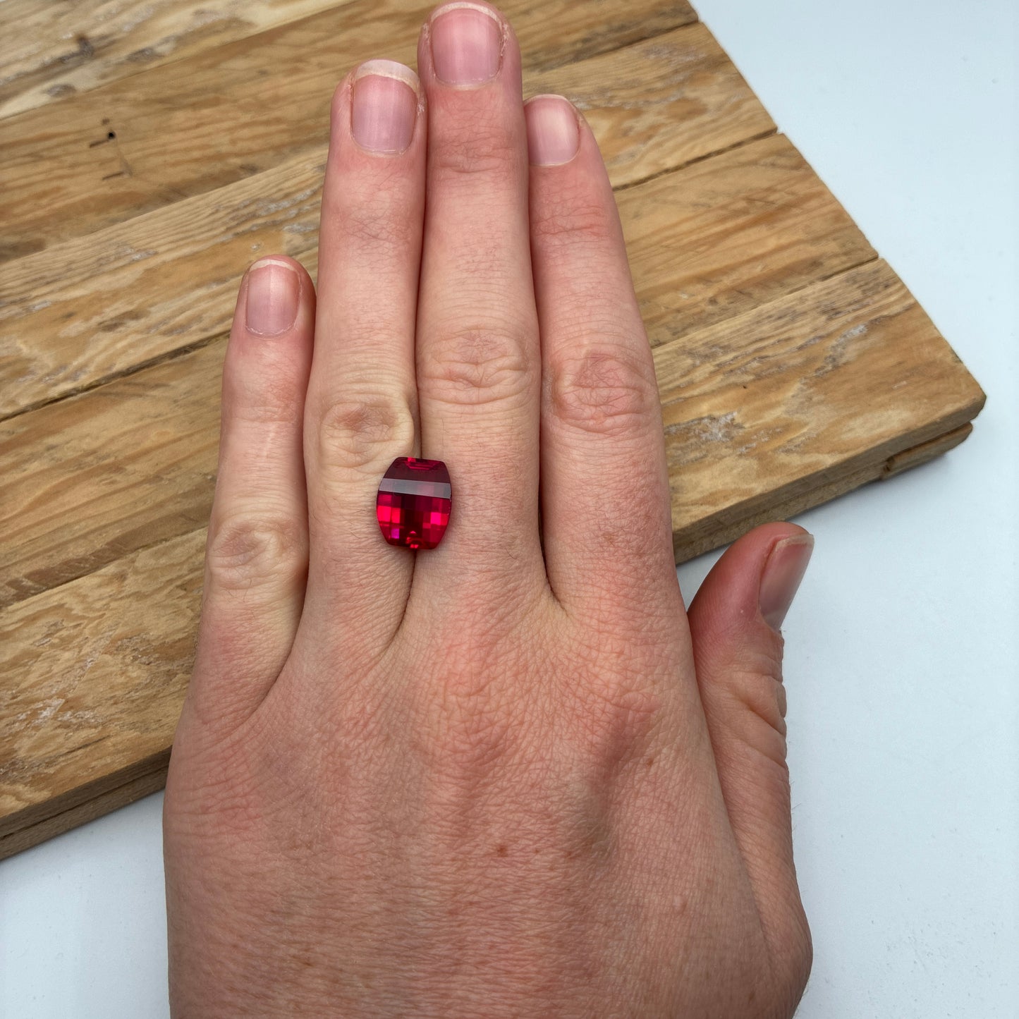 12x10mm Lab Created Ruby, Barrel cut, 5.59 carat