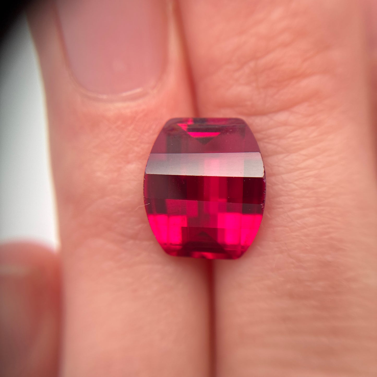 12x10mm Lab Created Ruby, Barrel cut, 5.59 carat