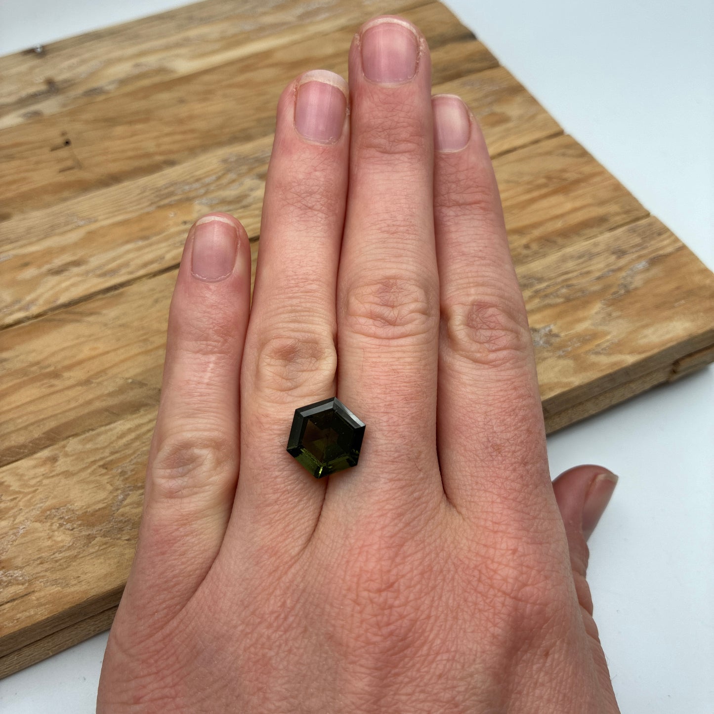 11mm Hexagon Moldavite, 3.79 carats