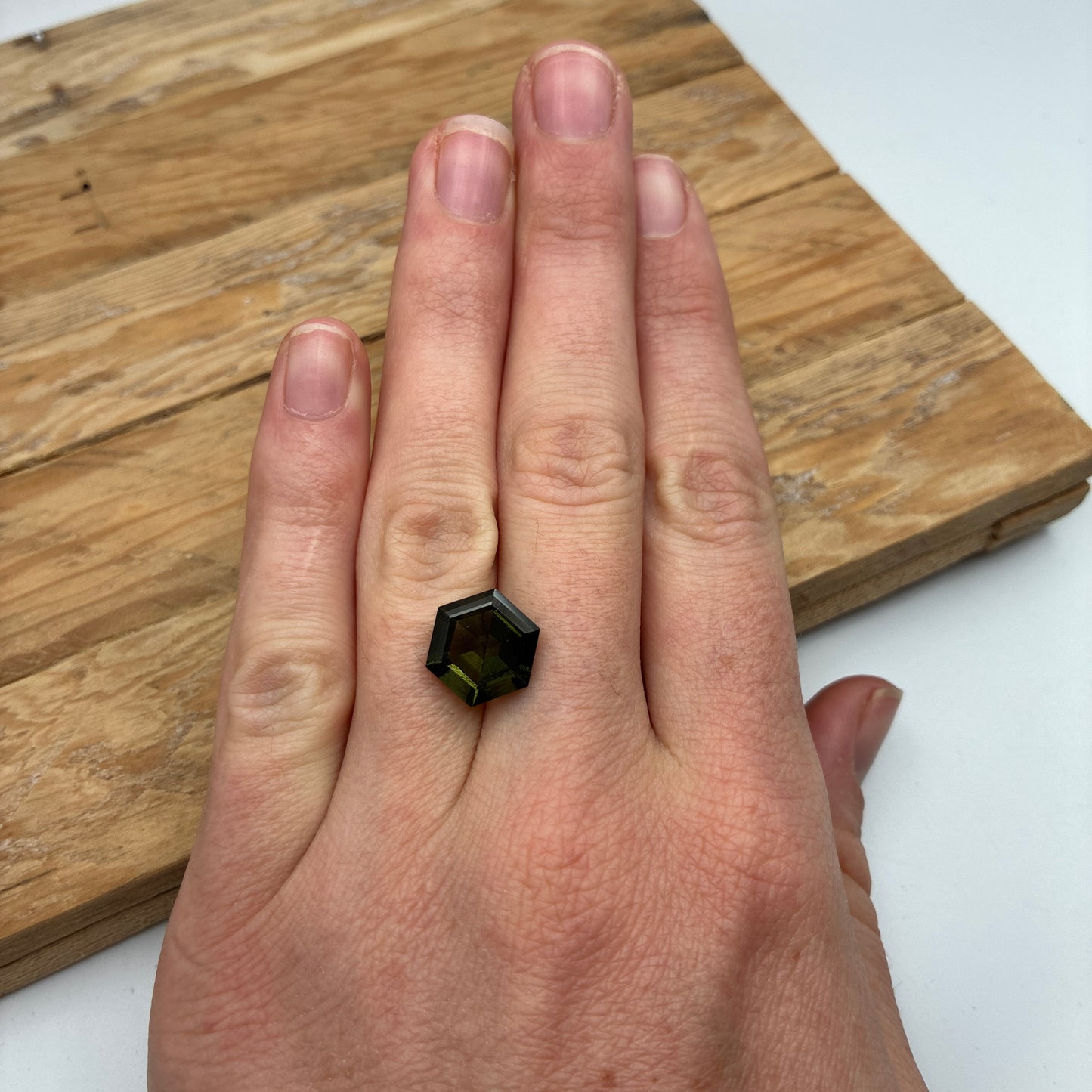 11mm Hexagon Moldavite, 3.79 carats