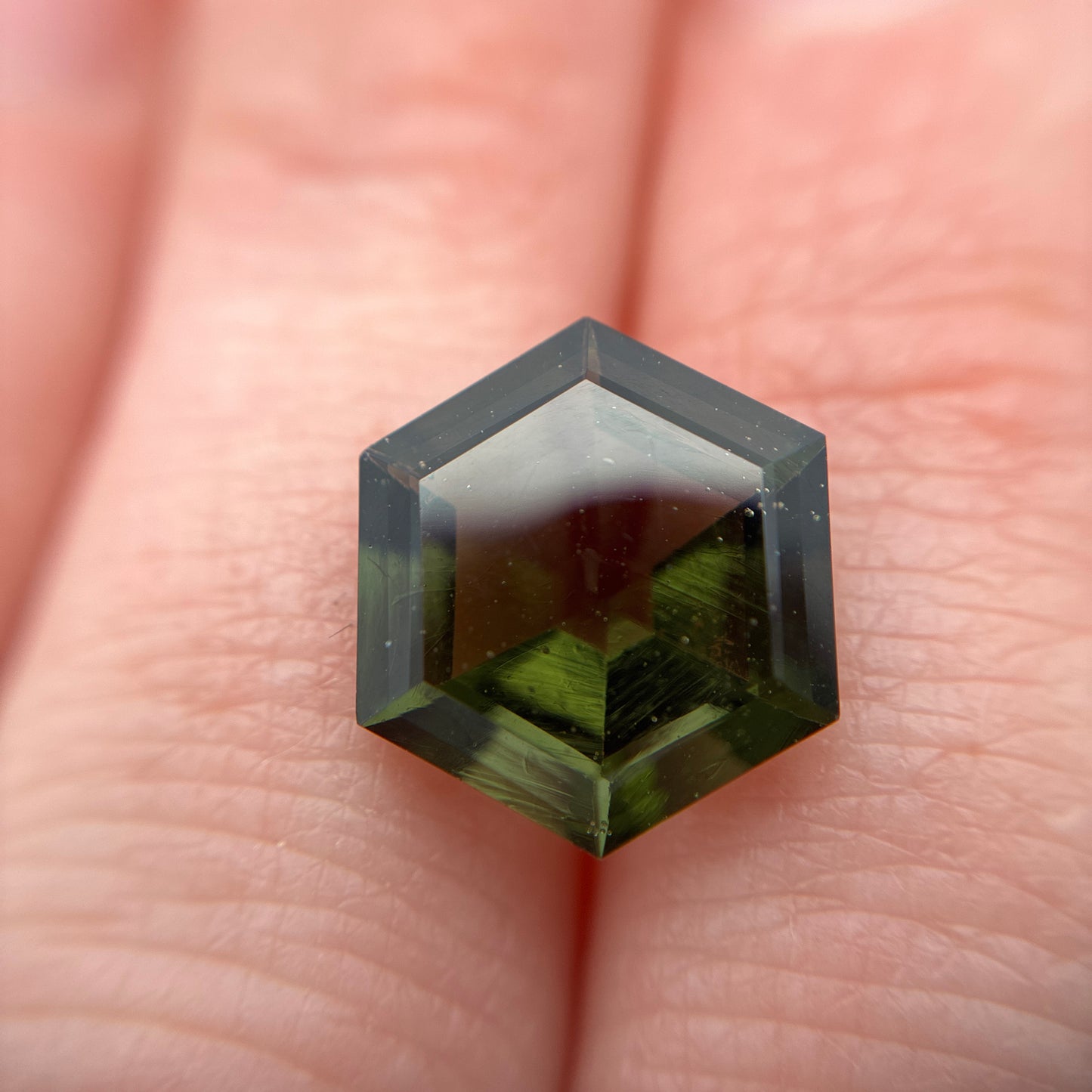 11mm Hexagon Moldavite, 3.79 carats