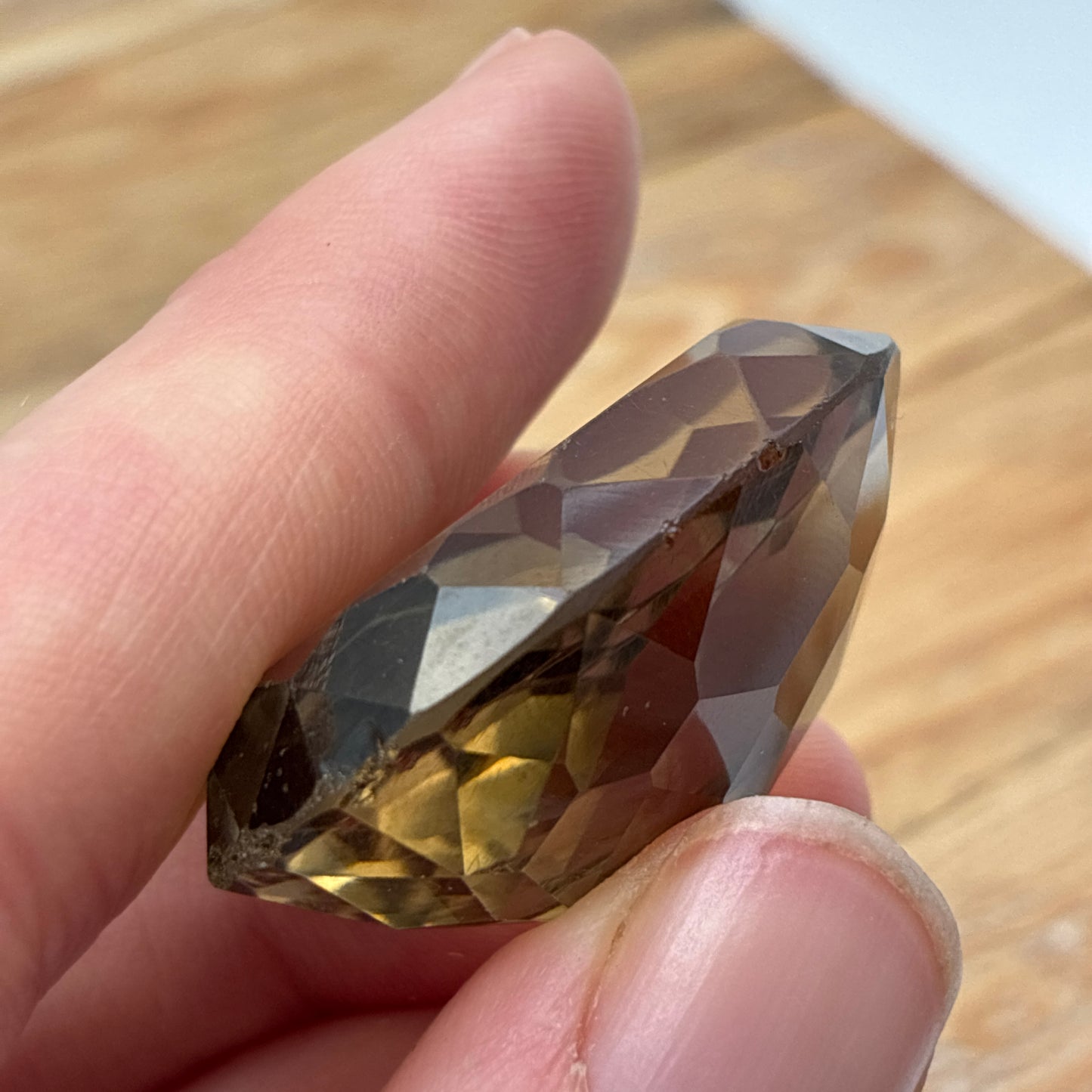 88 carat Rough Smokey Quartz, 36x26mm Scratched and Chipped Gem