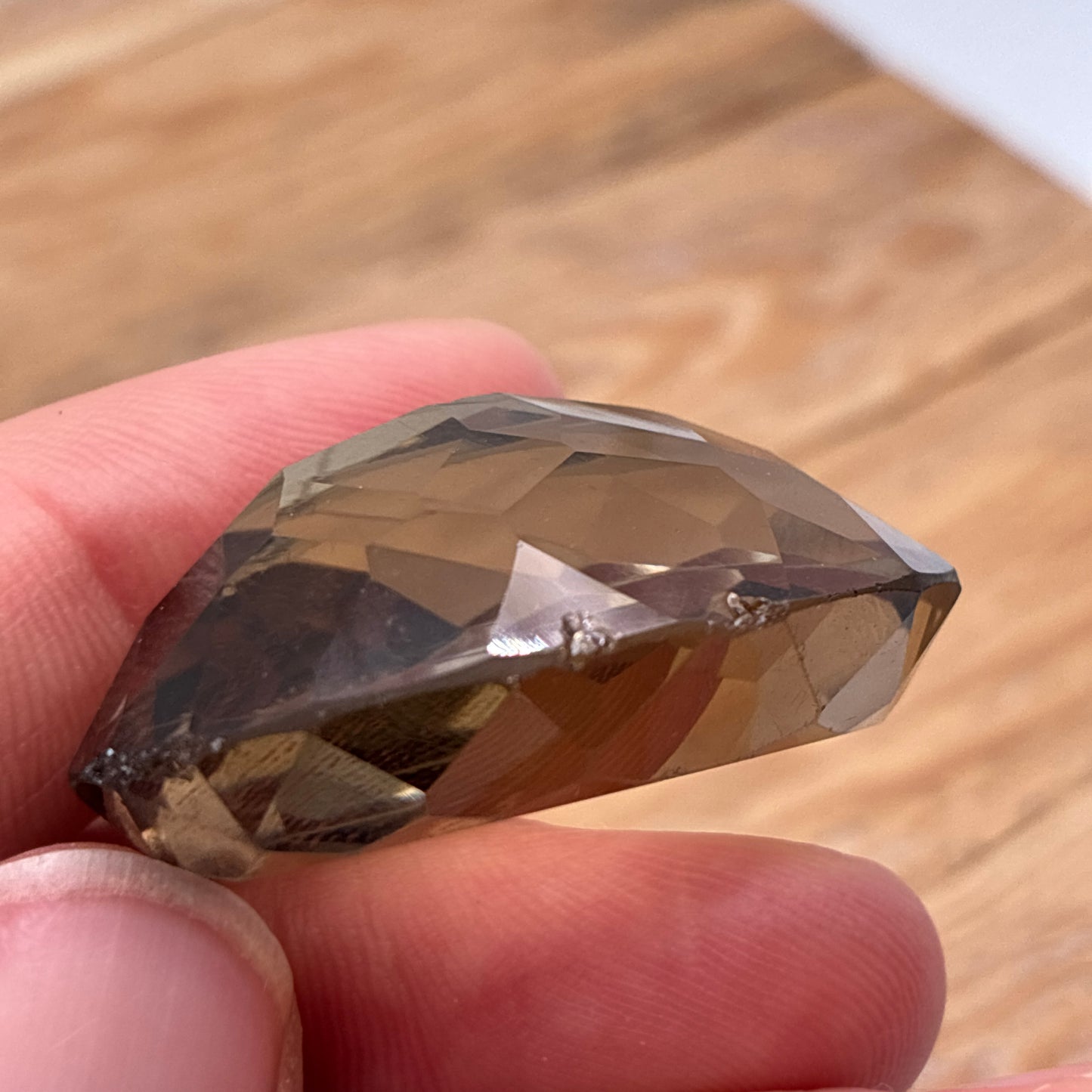 88 carat Rough Smokey Quartz, 36x26mm Scratched and Chipped Gem