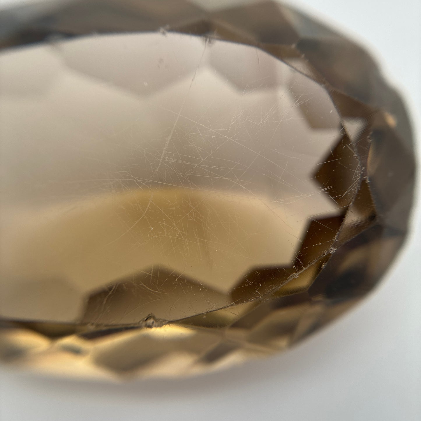 88 carat Rough Smokey Quartz, 36x26mm Scratched and Chipped Gem