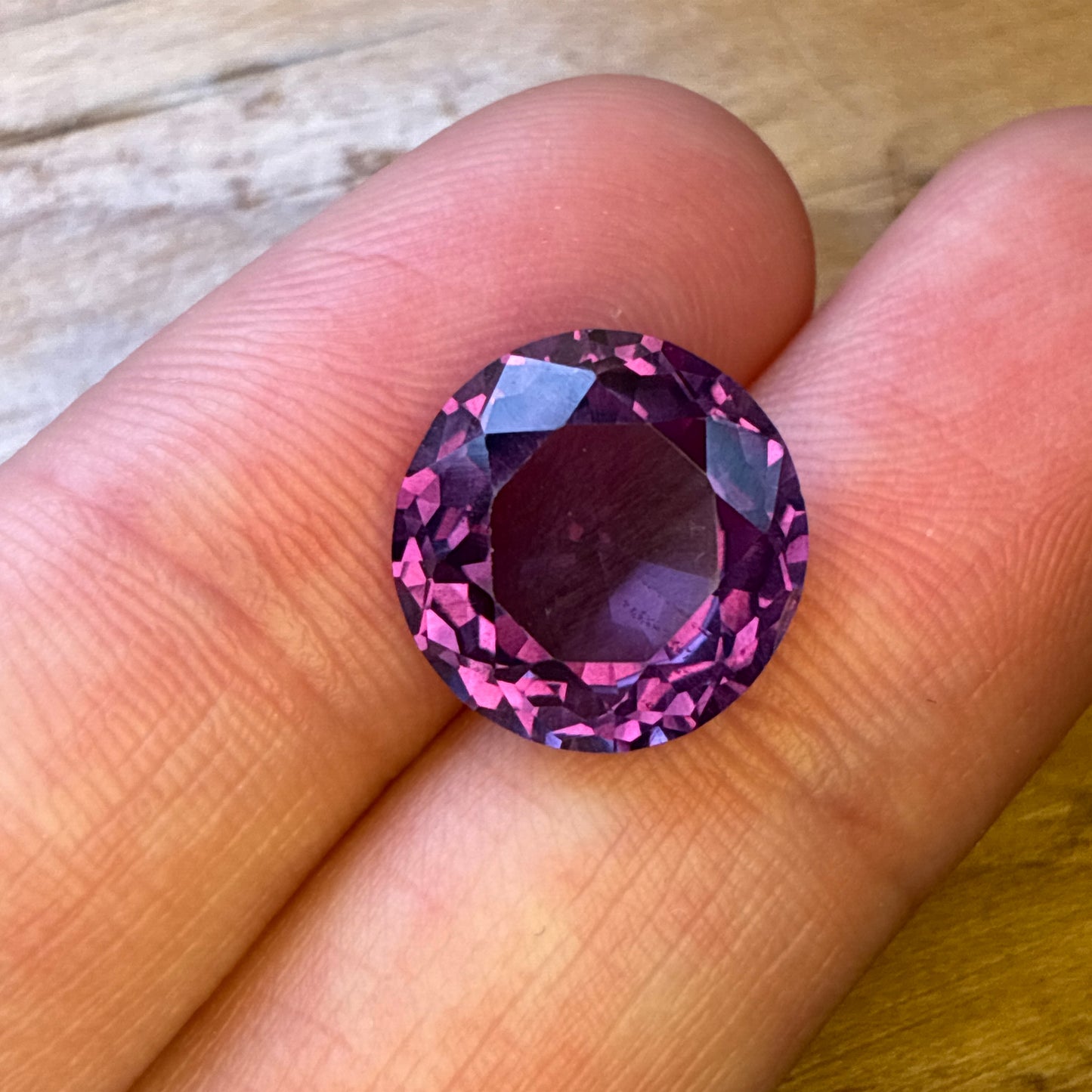 12mm Round Purple Lab Sapphire, 8.19 carat Color-Change