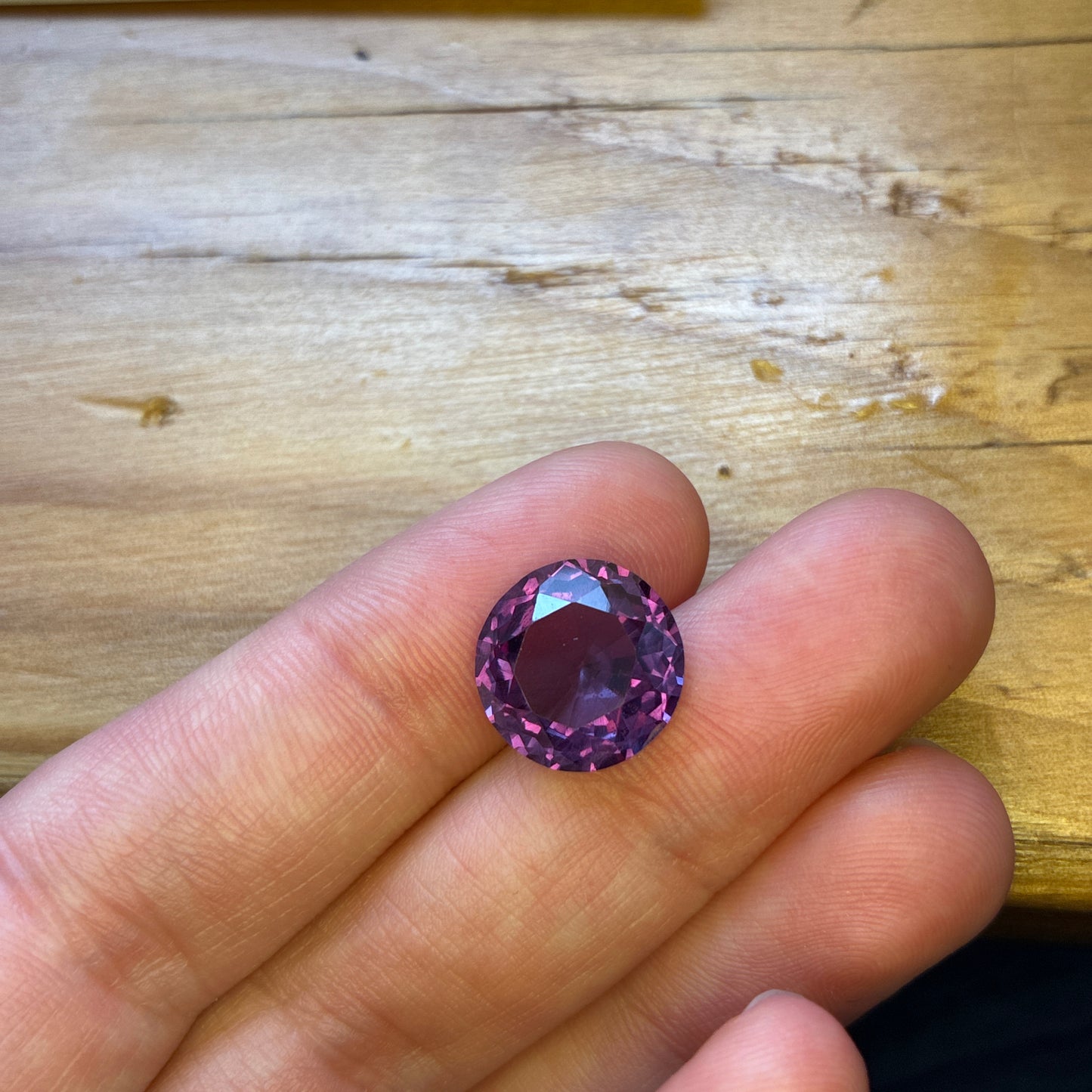 12mm Round Purple Lab Sapphire, 8.19 carat Color-Change