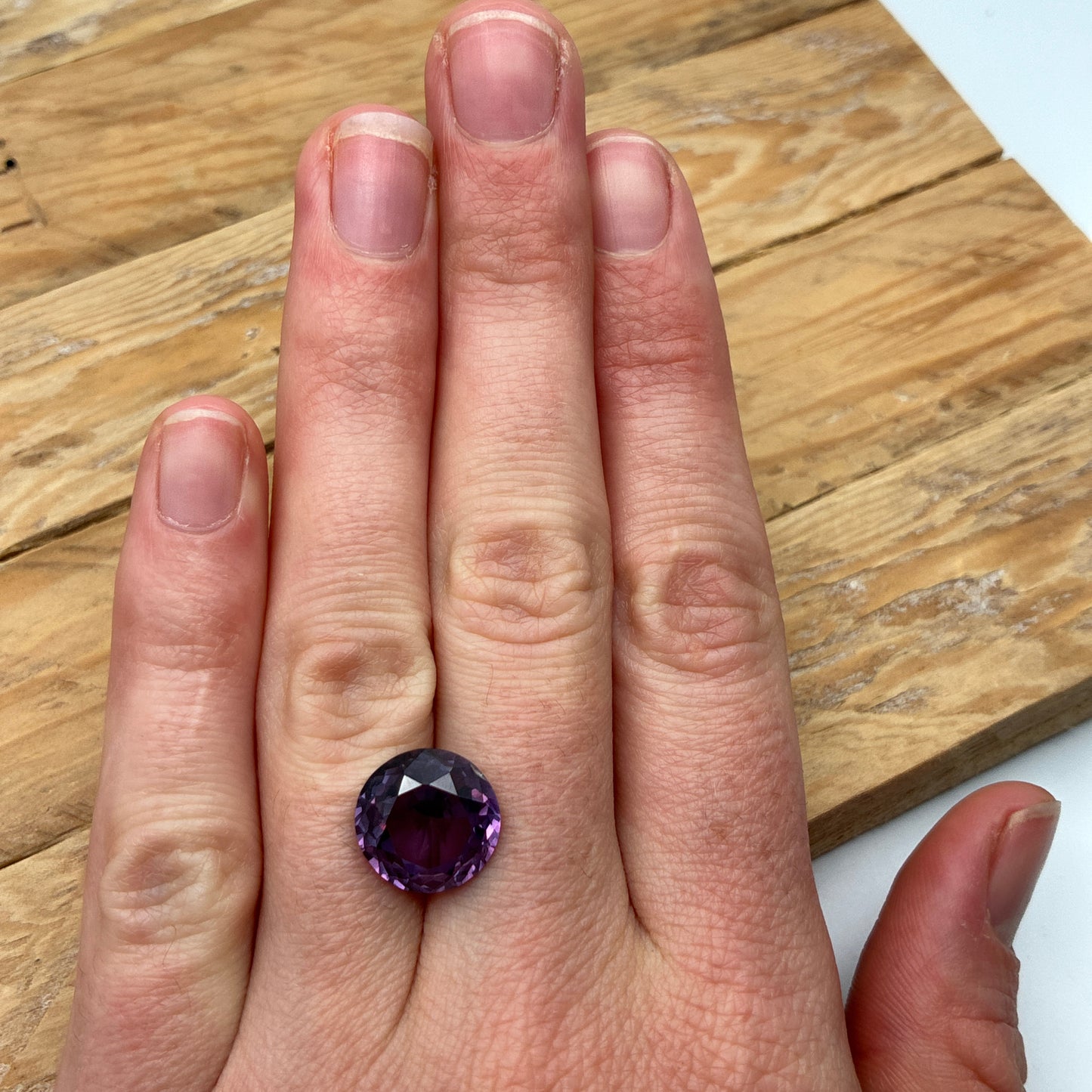 12mm Round Purple Lab Sapphire, 8.19 carat Color-Change