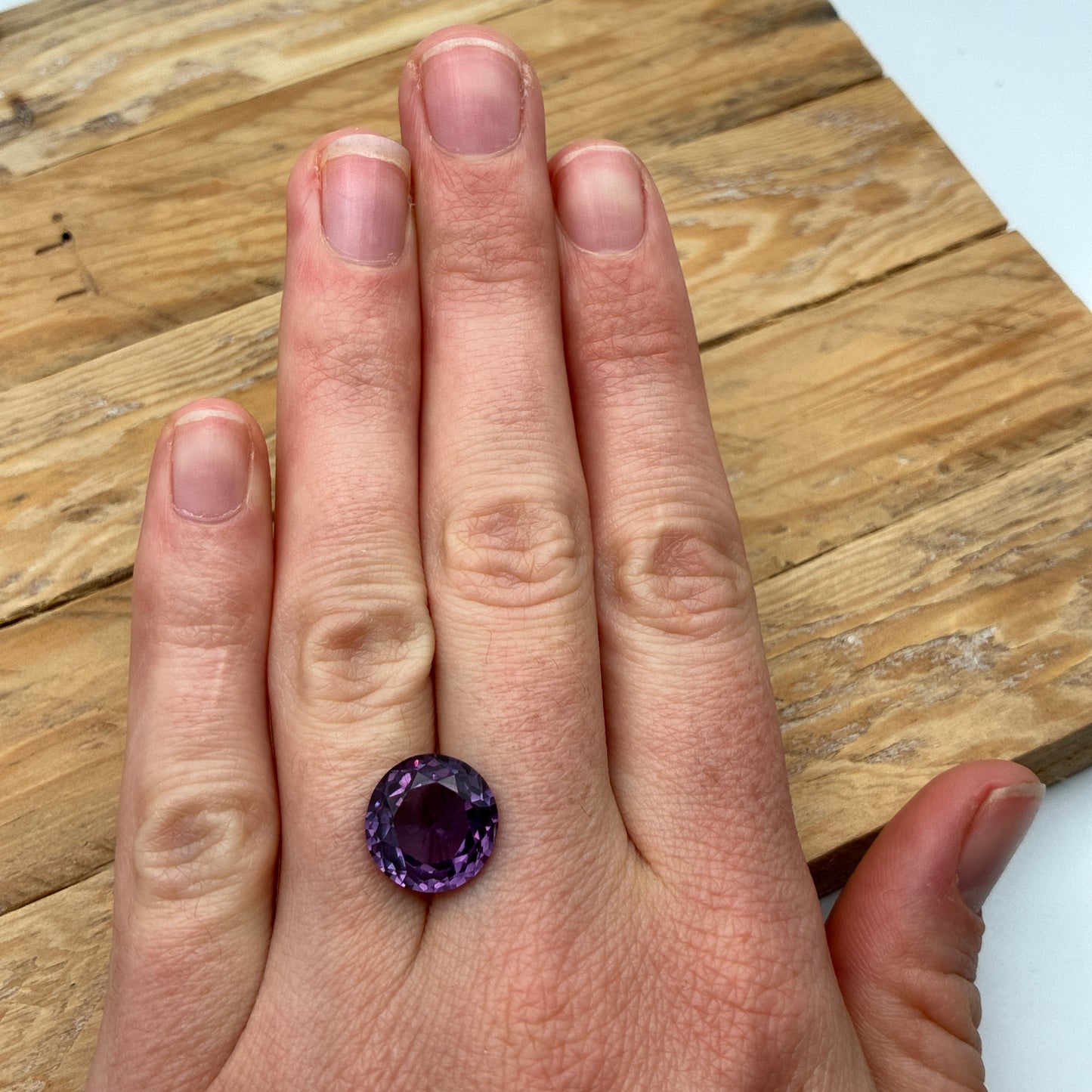 12mm Round Purple Lab Sapphire, 8.19 carat Color-Change