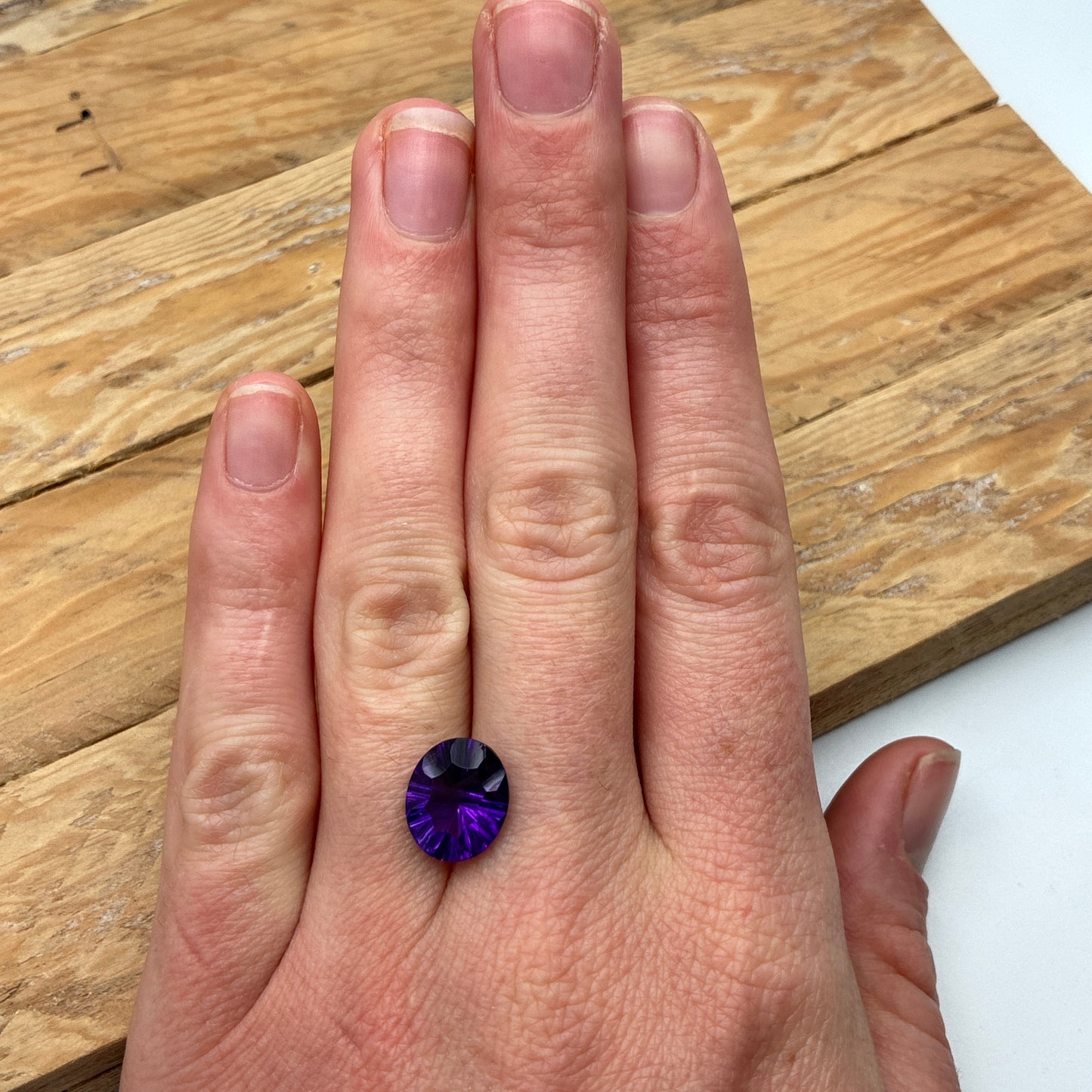 12x10mm Concave Oval Cut Amethyst, 3.94 carat