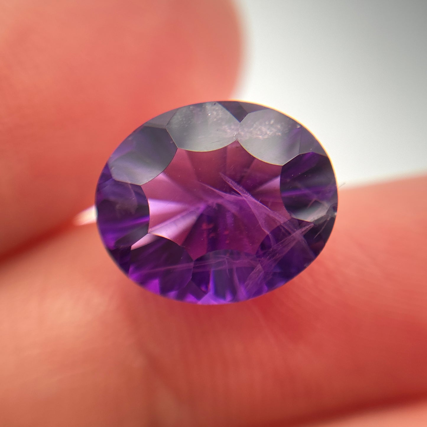 12x10mm Concave Oval Cut Amethyst, 3.94 carat