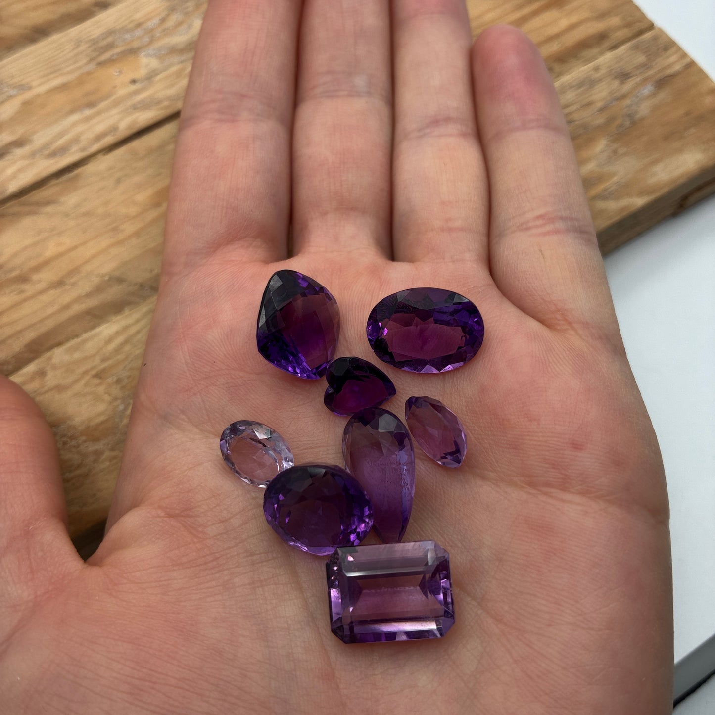 54 carat Lot of Amethyst, Worn Amethyst, 8 pieces, Faceted, Recycled, Imperfect Gems