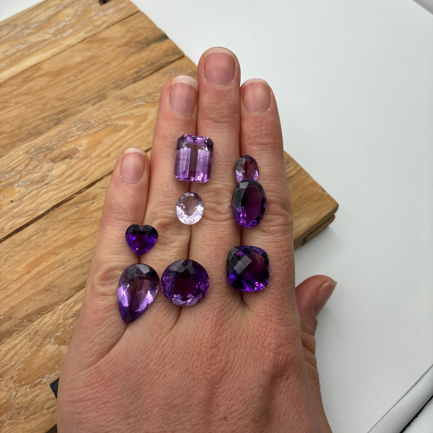 54 carat Lot of Amethyst, Worn Amethyst, 8 pieces, Faceted, Recycled, Imperfect Gems