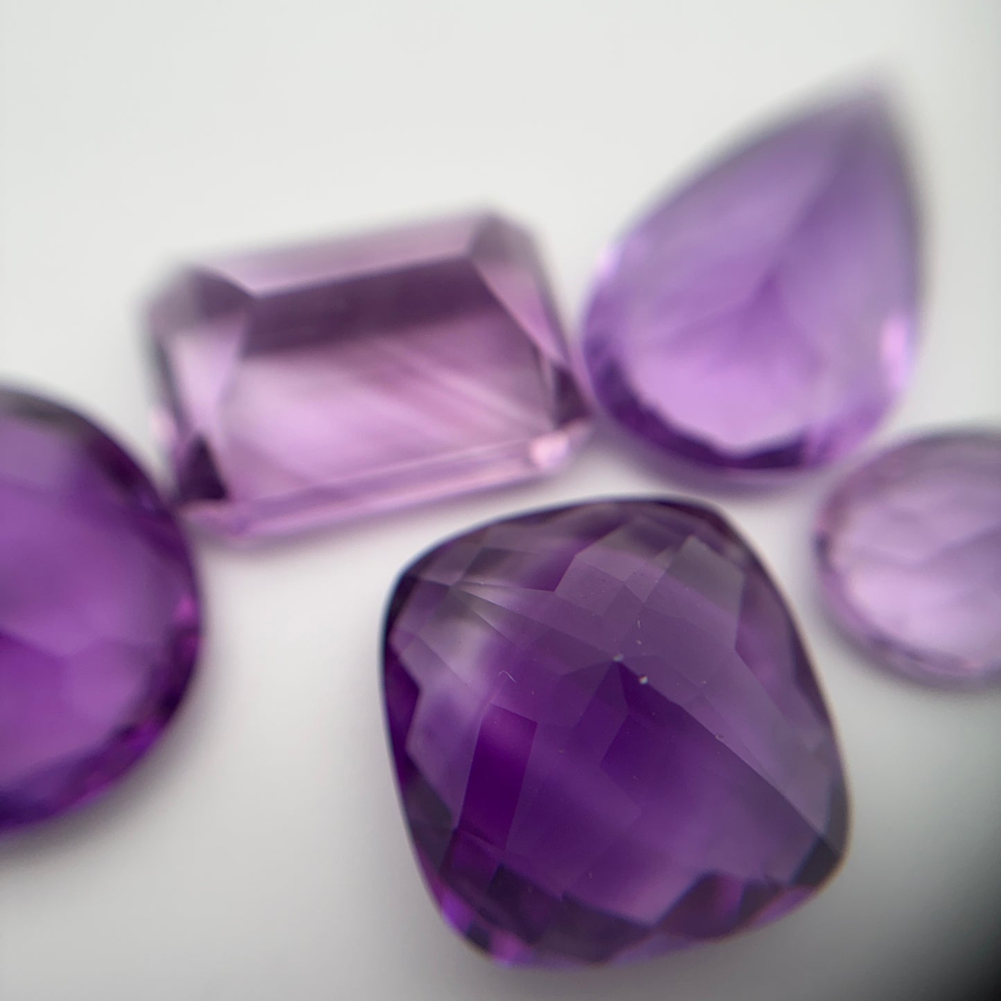 54 carat Lot of Amethyst, Worn Amethyst, 8 pieces, Faceted, Recycled, Imperfect Gems