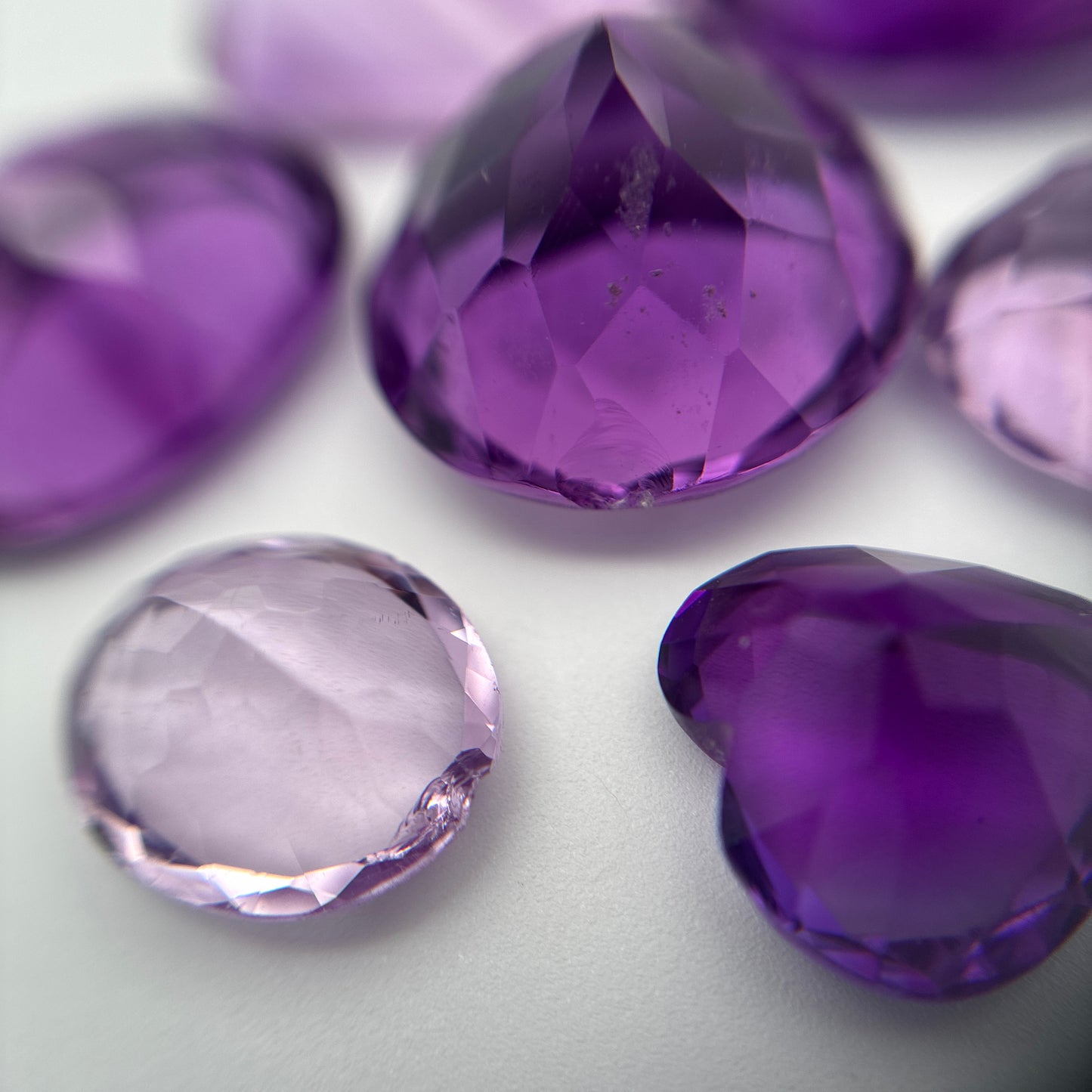54 carat Lot of Amethyst, Worn Amethyst, 8 pieces, Faceted, Recycled, Imperfect Gems