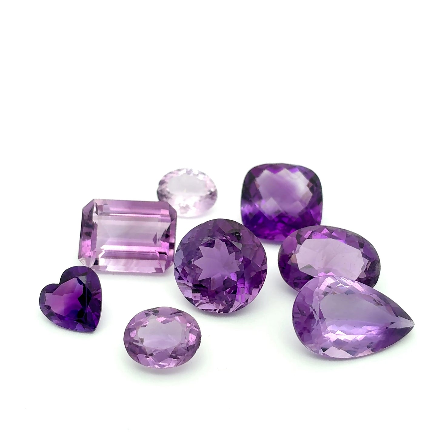 54 carat Lot of Amethyst, Worn Amethyst, 8 pieces, Faceted, Recycled, Imperfect Gems