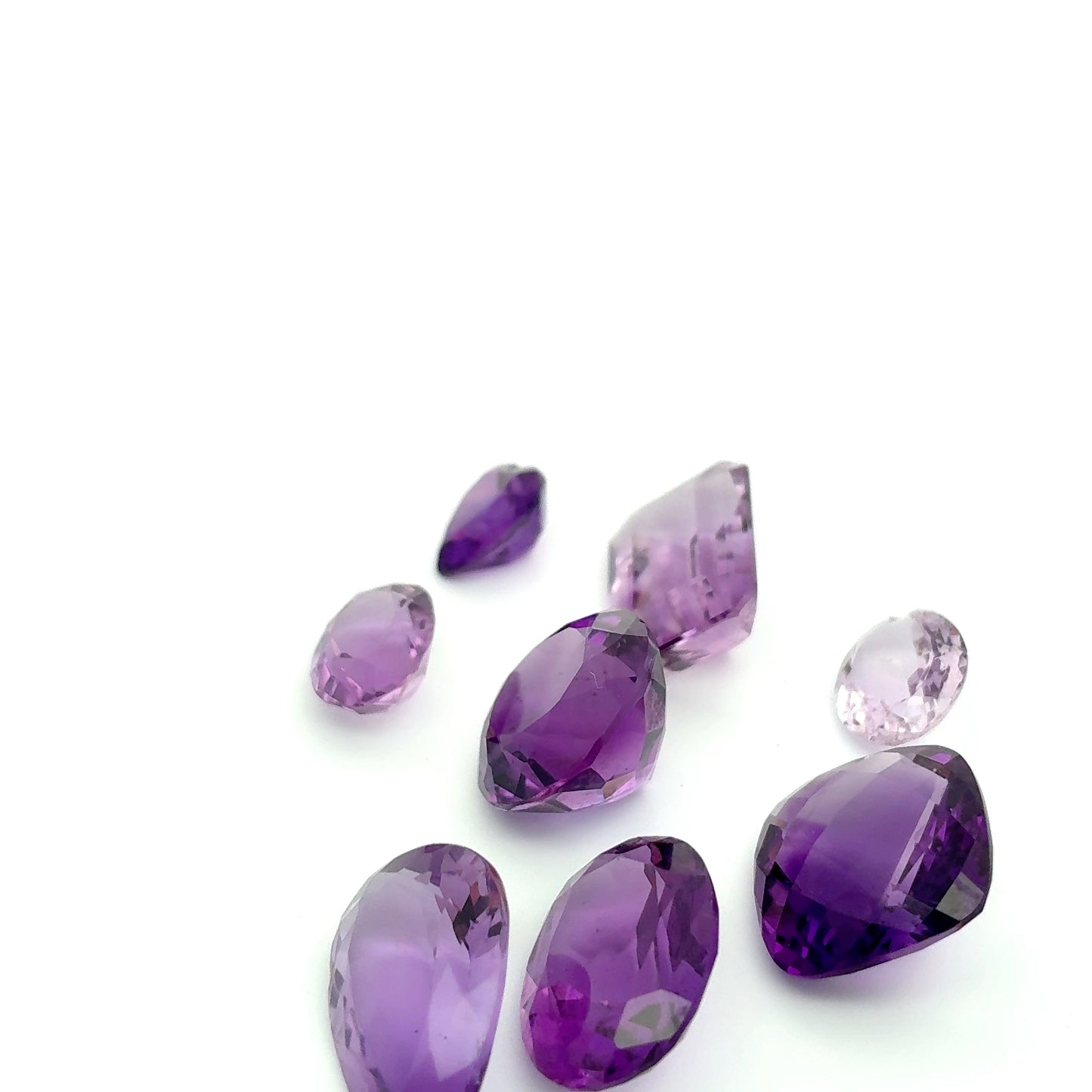 54 carat Lot of Amethyst, Worn Amethyst, 8 pieces, Faceted, Recycled, Imperfect Gems
