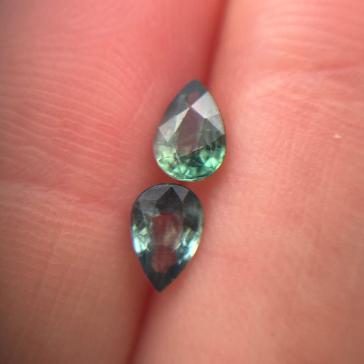 Pair of 6x4mm Teal Green Sapphires, 0.50 Ct ea.