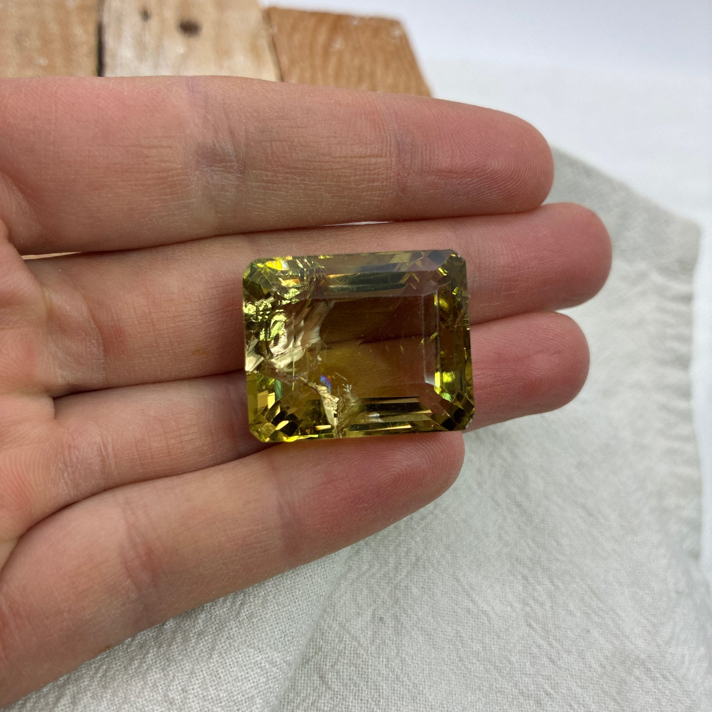 Emerald Cut Smoky Citrine, Fractured, Imperfect Gemstone