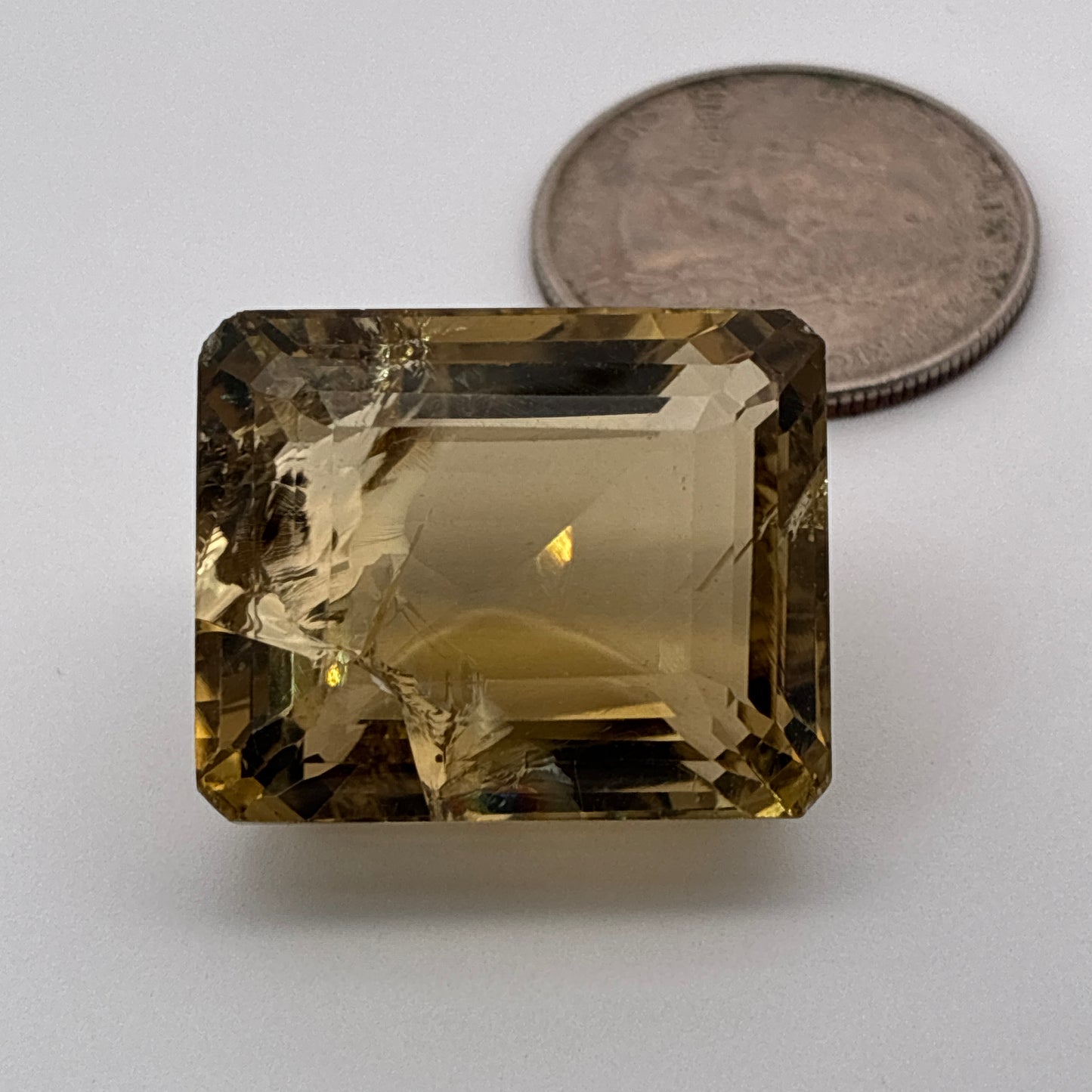 Emerald Cut Smoky Citrine, Fractured, Imperfect Gemstone