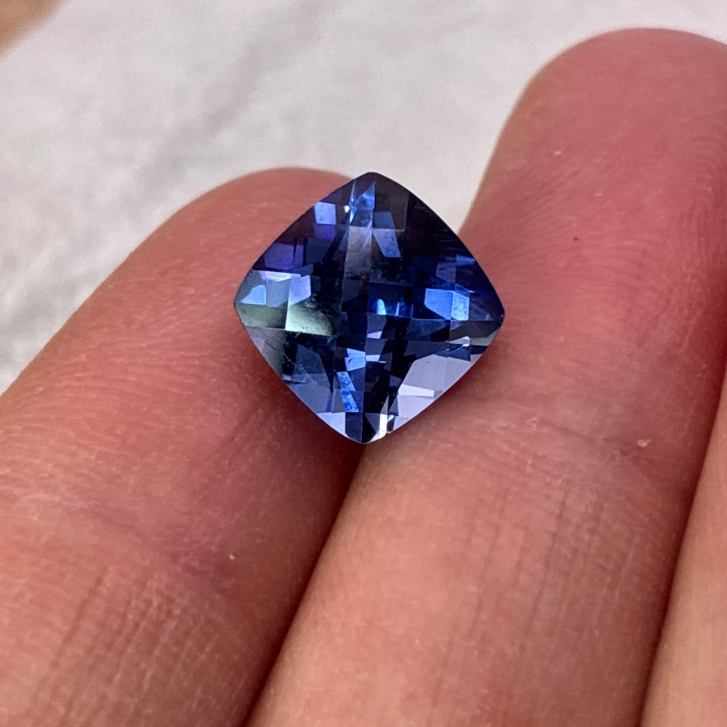 9mm Cushion Blue Lab Sapphire, 4.48 carat