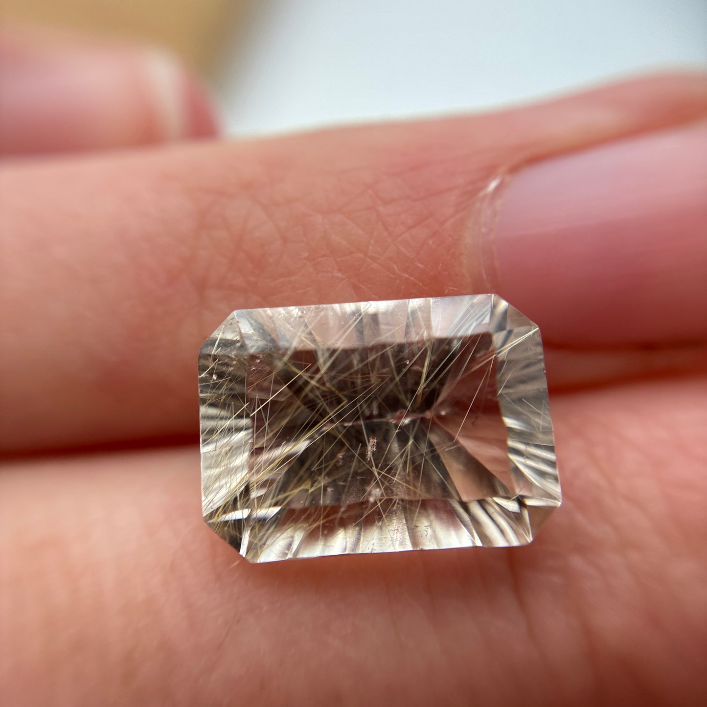 14x10mm Concave cut Rutilated Quartz, 6.54 carat