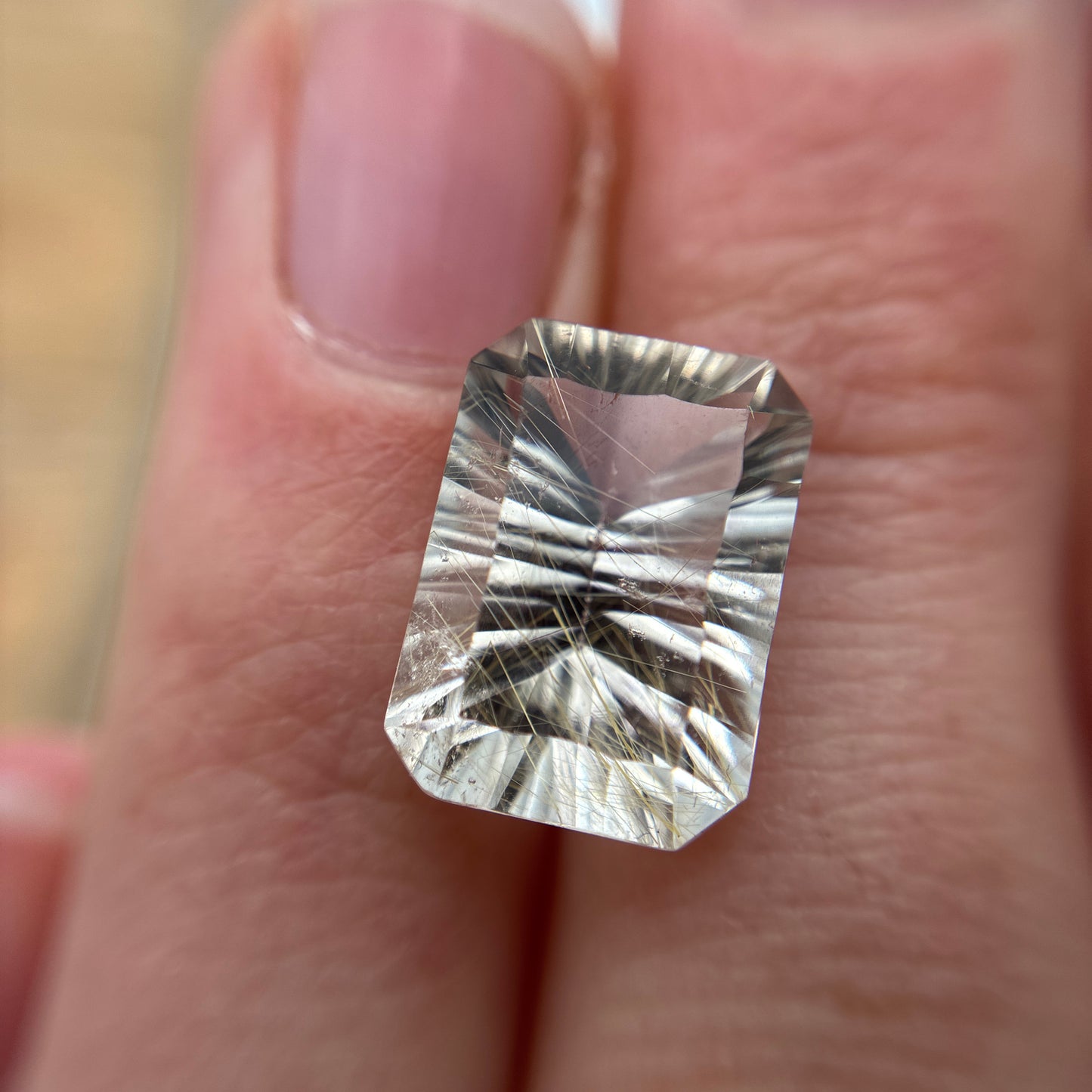 14x10mm Concave cut Rutilated Quartz, 6.54 carat