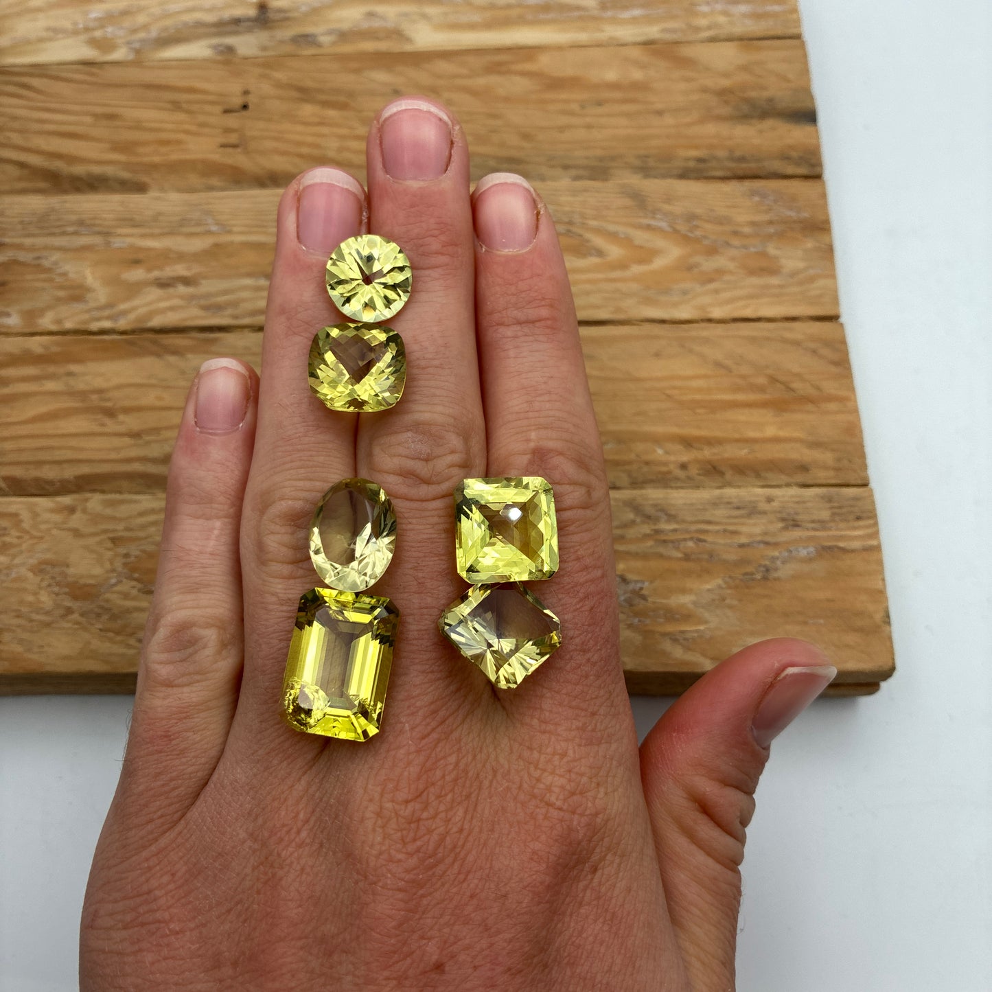 56 carat Lot of Lemon Quartz, Worn Amethyst, 6 pieces, Faceted, Recycled, Imperfect Gems