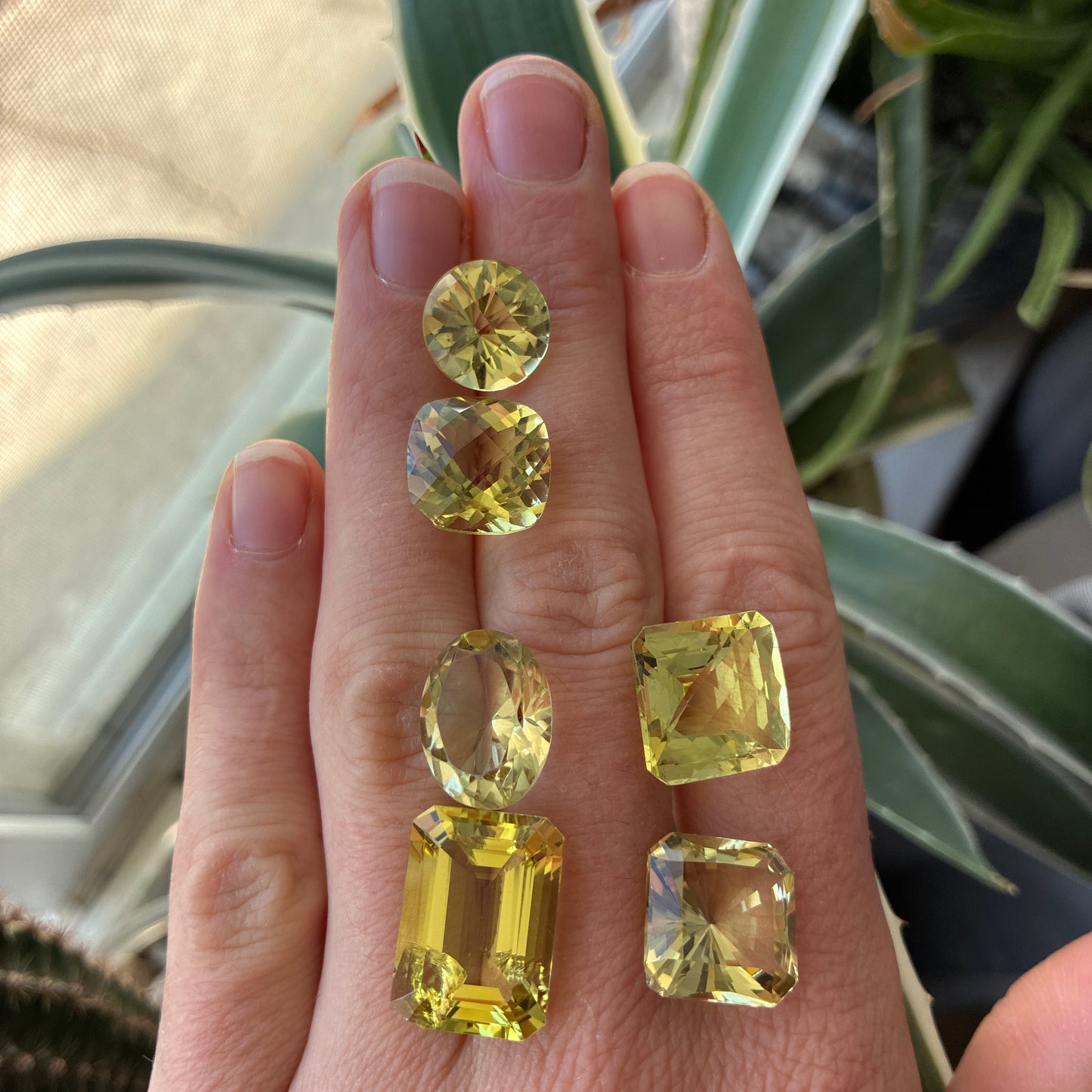 56 carat Lot of Lemon Quartz, Worn Amethyst, 6 pieces, Faceted, Recycled, Imperfect Gems