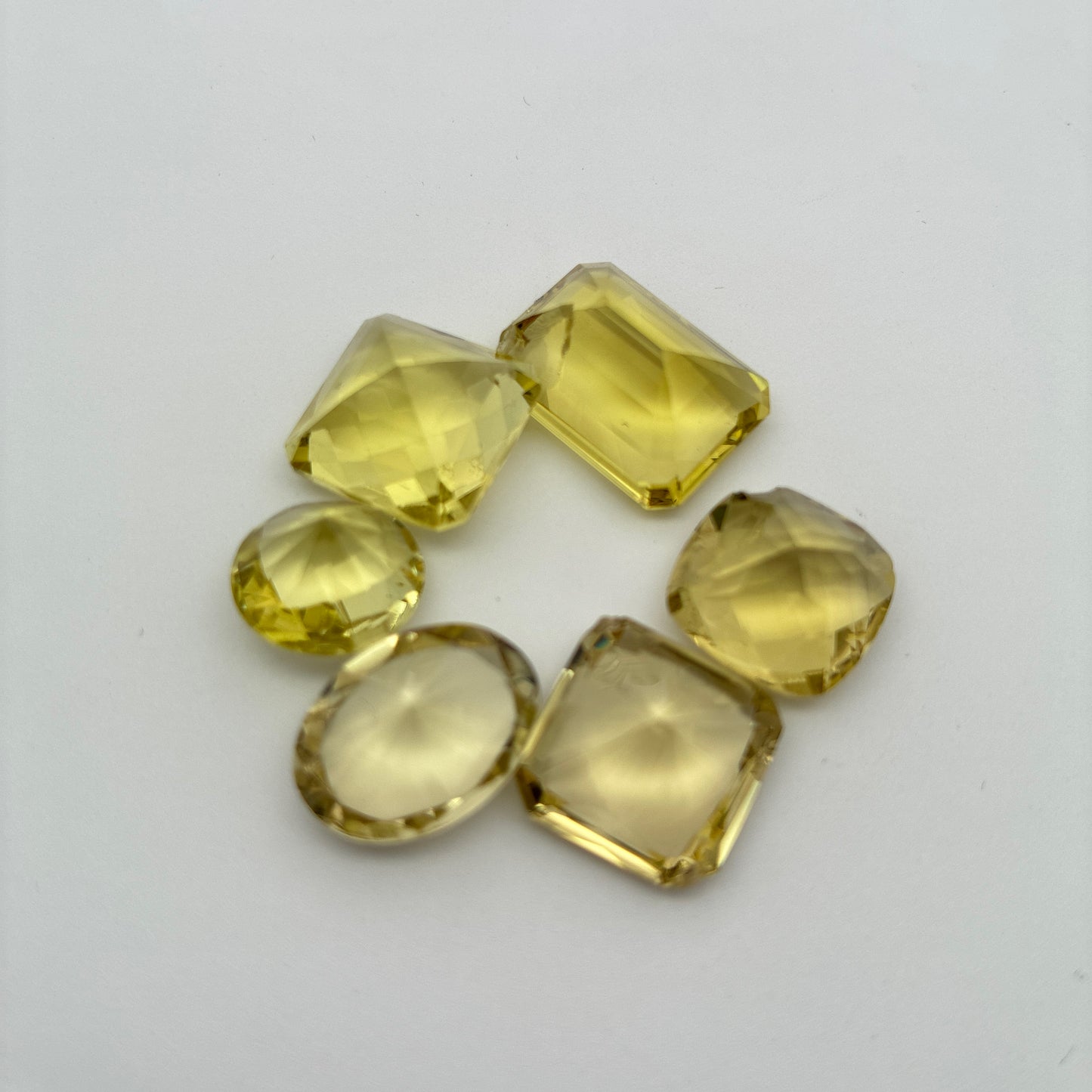 56 carat Lot of Lemon Quartz, Worn Amethyst, 6 pieces, Faceted, Recycled, Imperfect Gems