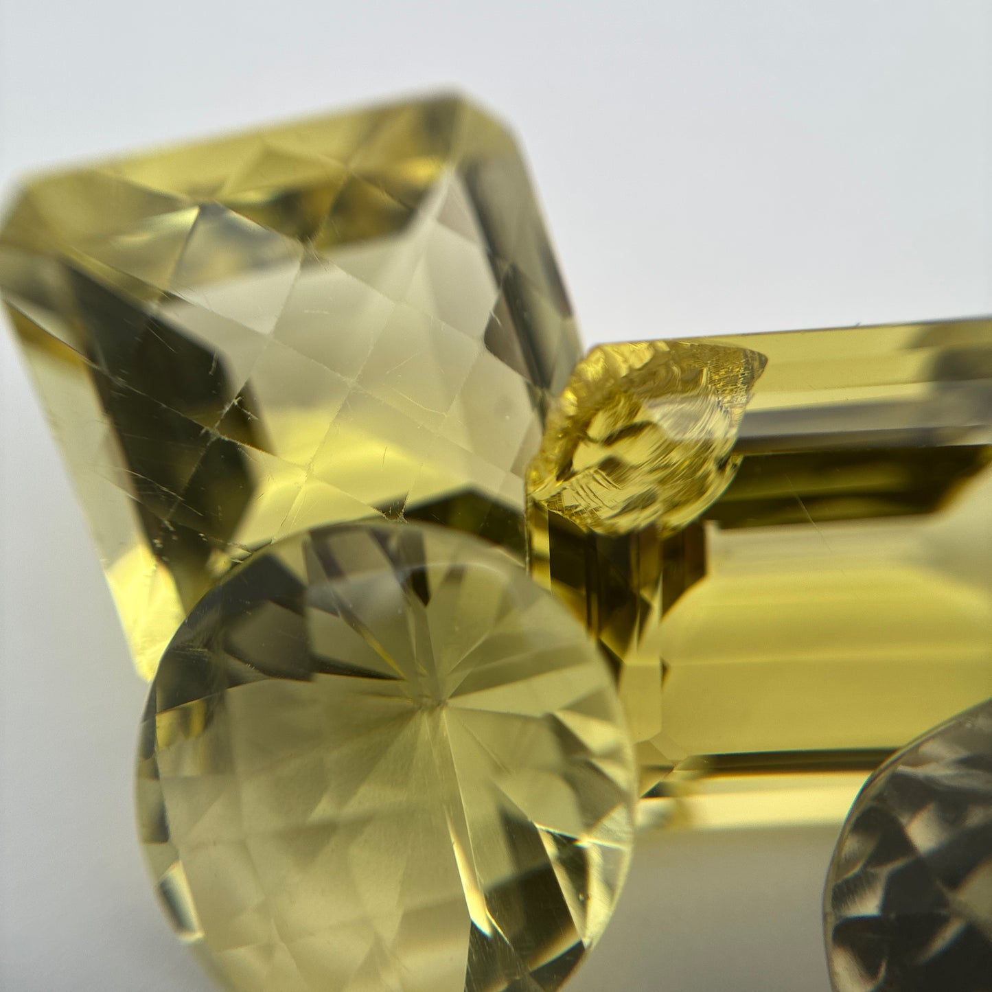 56 carat Lot of Lemon Quartz, Worn Amethyst, 6 pieces, Faceted, Recycled, Imperfect Gems