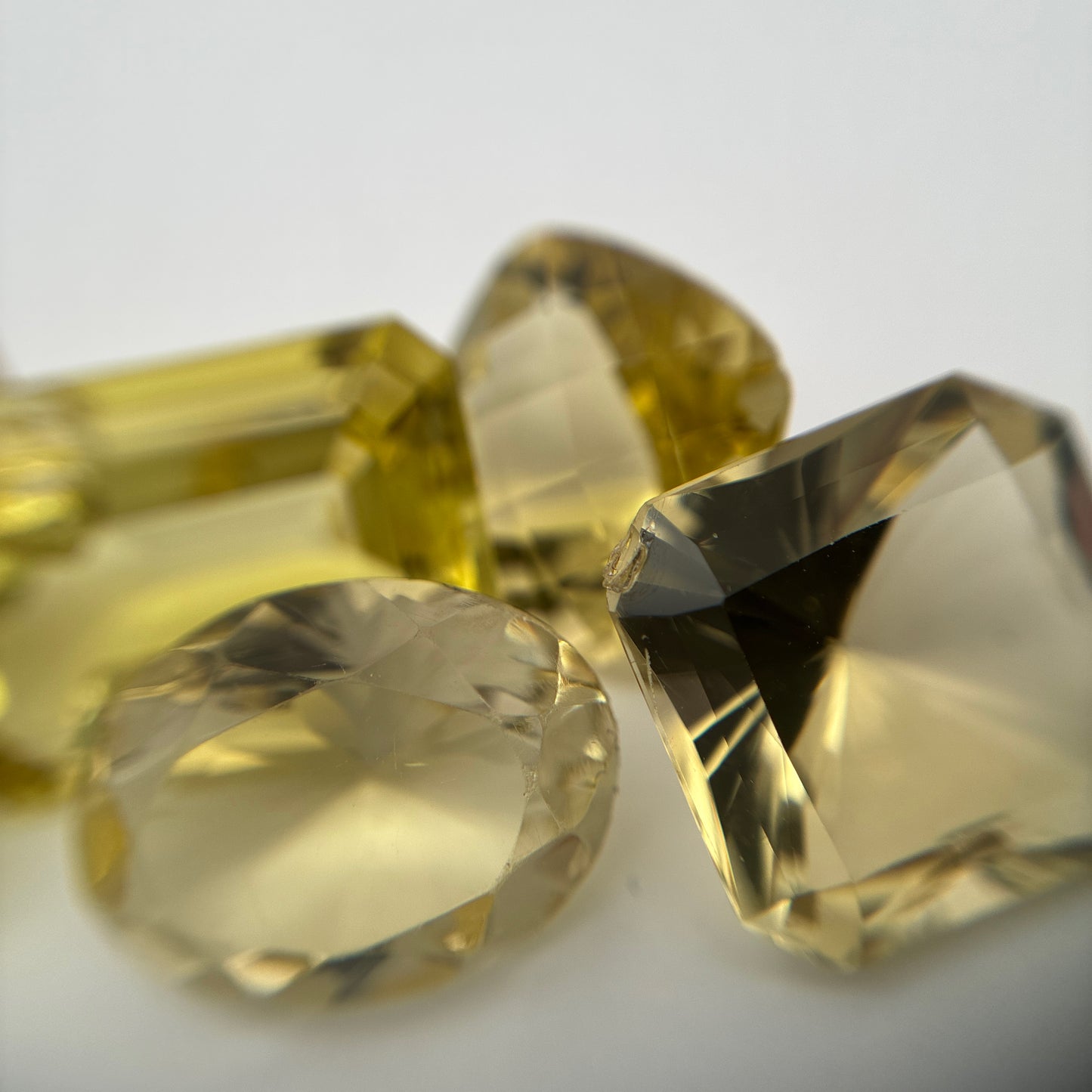 56 carat Lot of Lemon Quartz, Worn Amethyst, 6 pieces, Faceted, Recycled, Imperfect Gems