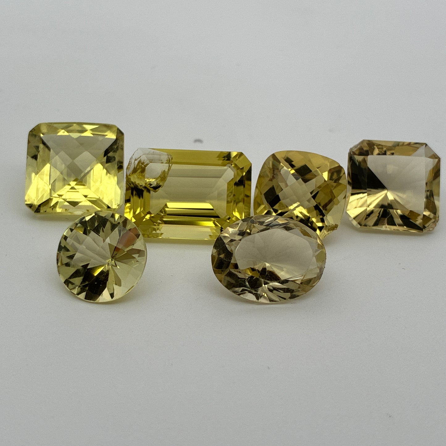 56 carat Lot of Lemon Quartz, Worn Amethyst, 6 pieces, Faceted, Recycled, Imperfect Gems