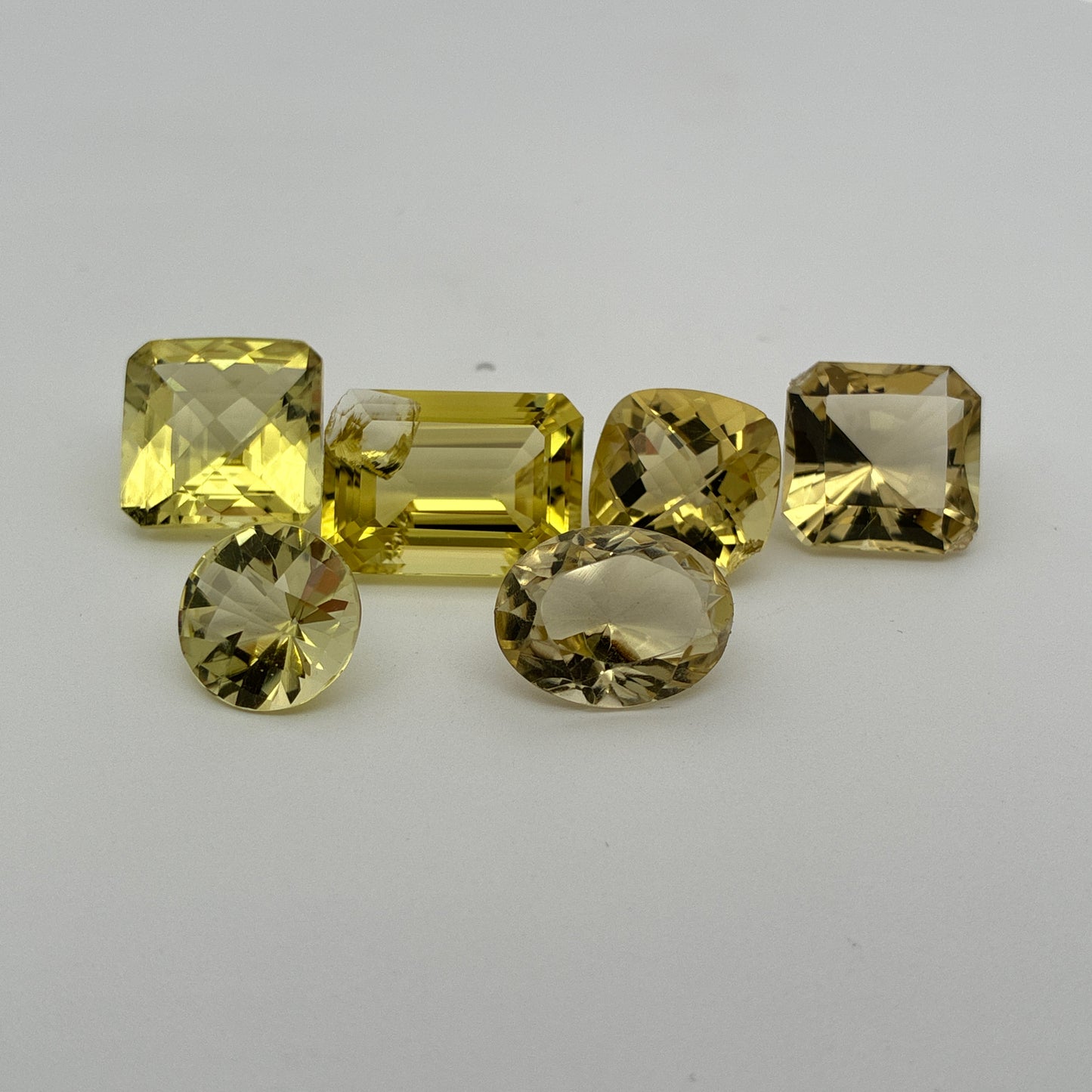 56 carat Lot of Lemon Quartz, Worn Amethyst, 6 pieces, Faceted, Recycled, Imperfect Gems