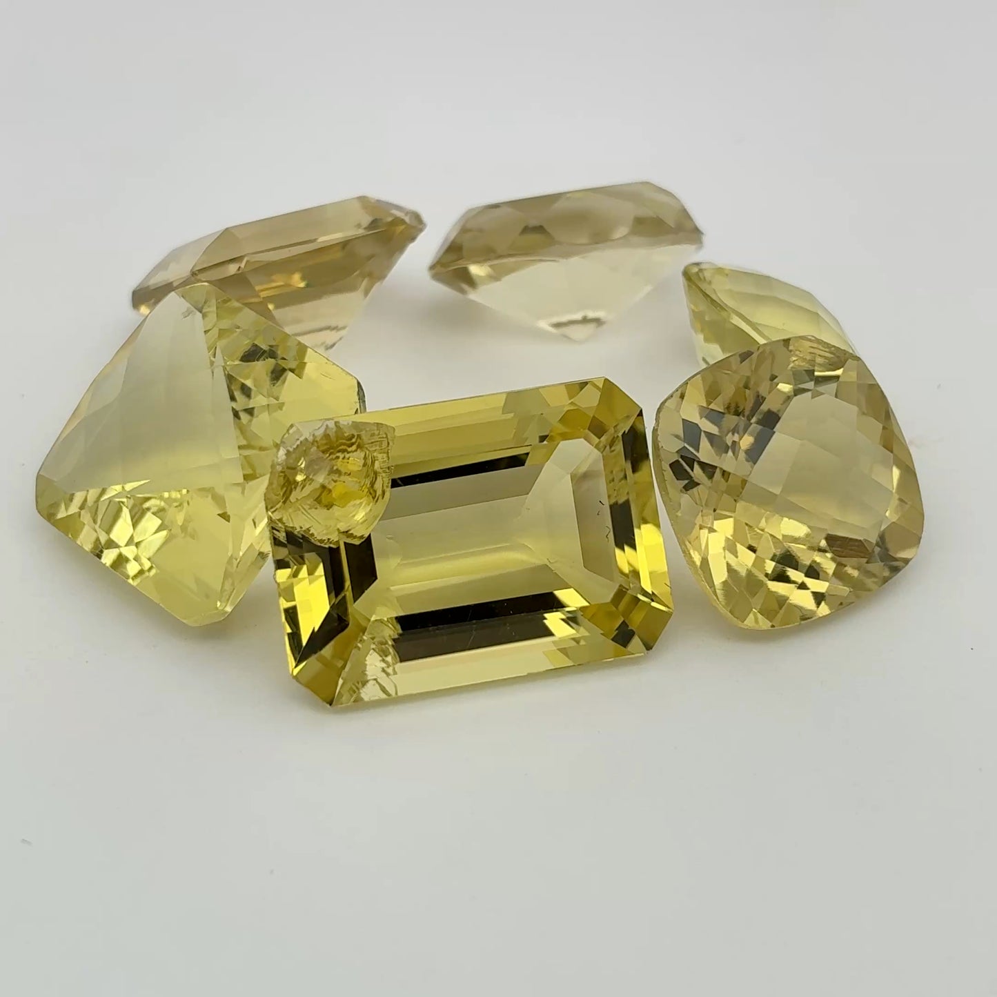 56 carat Lot of Lemon Quartz, Worn Amethyst, 6 pieces, Faceted, Recycled, Imperfect Gems