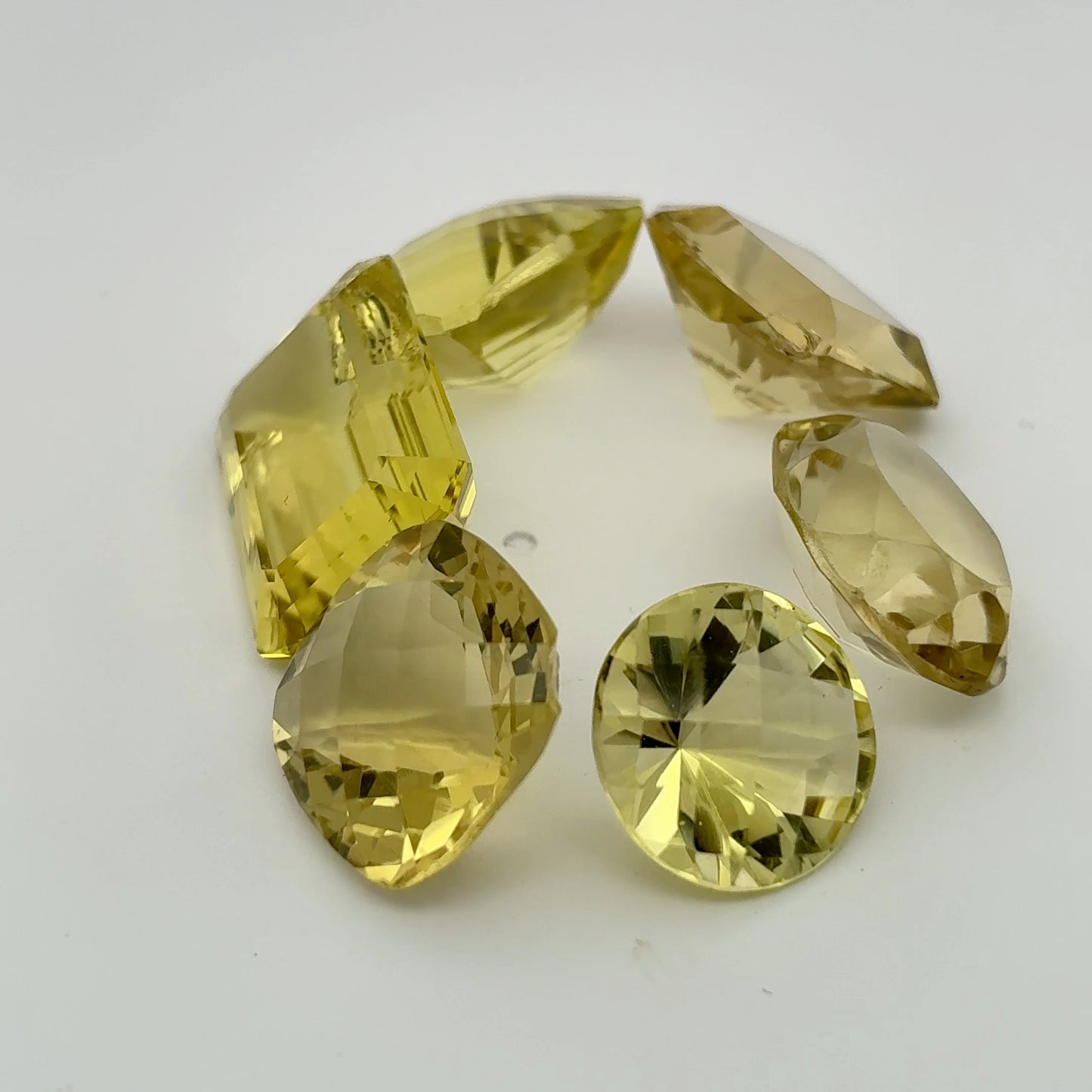 56 carat Lot of Lemon Quartz, Worn Amethyst, 6 pieces, Faceted, Recycled, Imperfect Gems