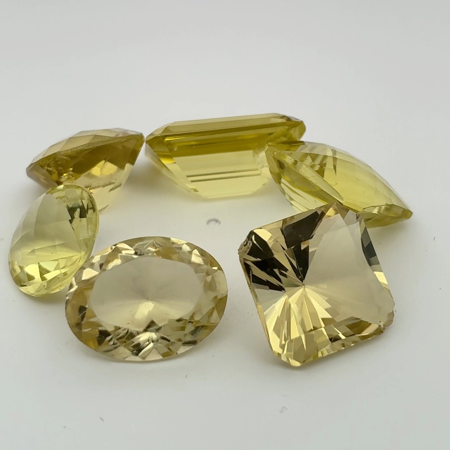 56 carat Lot of Lemon Quartz, Worn Amethyst, 6 pieces, Faceted, Recycled, Imperfect Gems