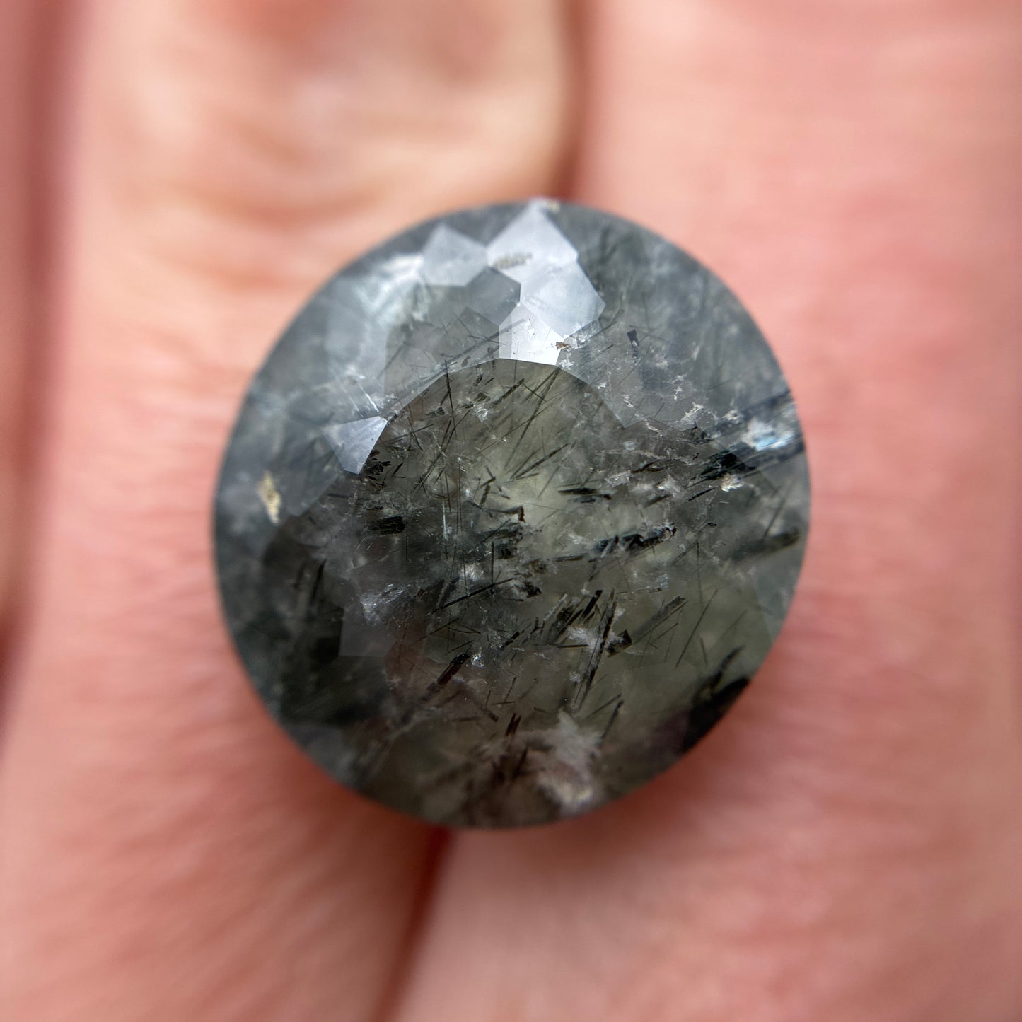 Oval cut Rutilated* Prehnite 14 carat Uncommon Gemstone