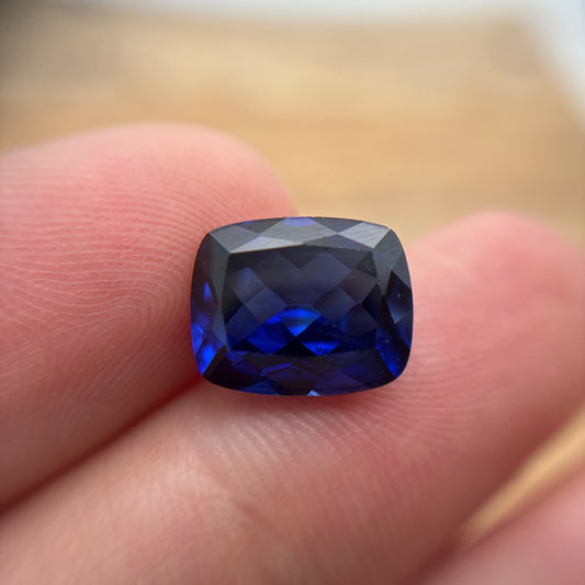 11x9mm Cushion Cut Lab Blue Sapphire 5.30 Carat Loose Gemstone