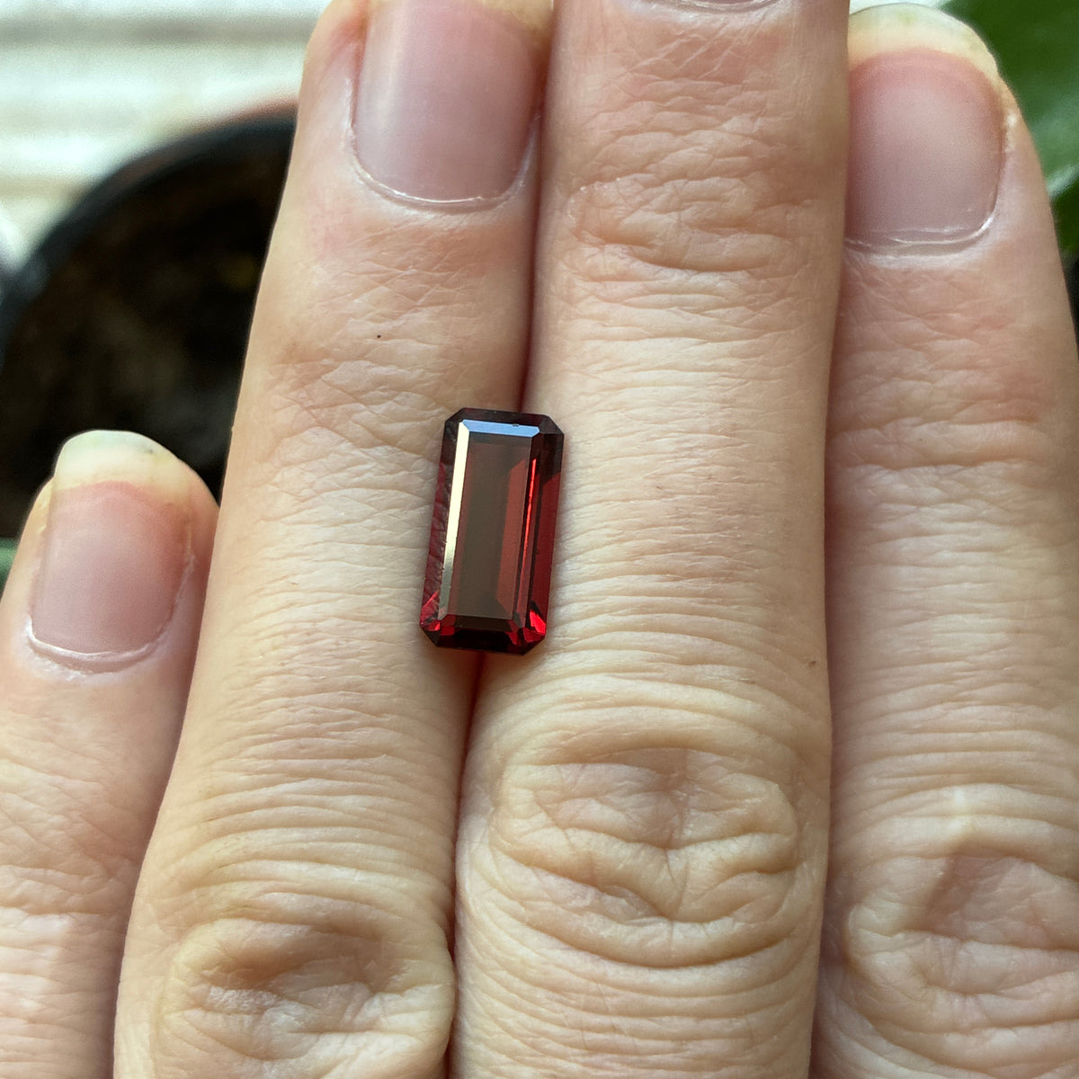 12x6mm Emerald-Cut Deep Red Loose Garnet, 3 carat