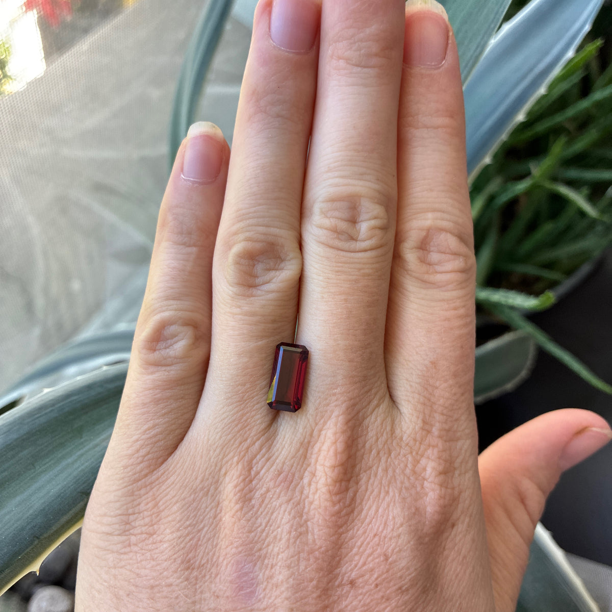 12x6mm Emerald-Cut Deep Red Loose Garnet, 3 carat