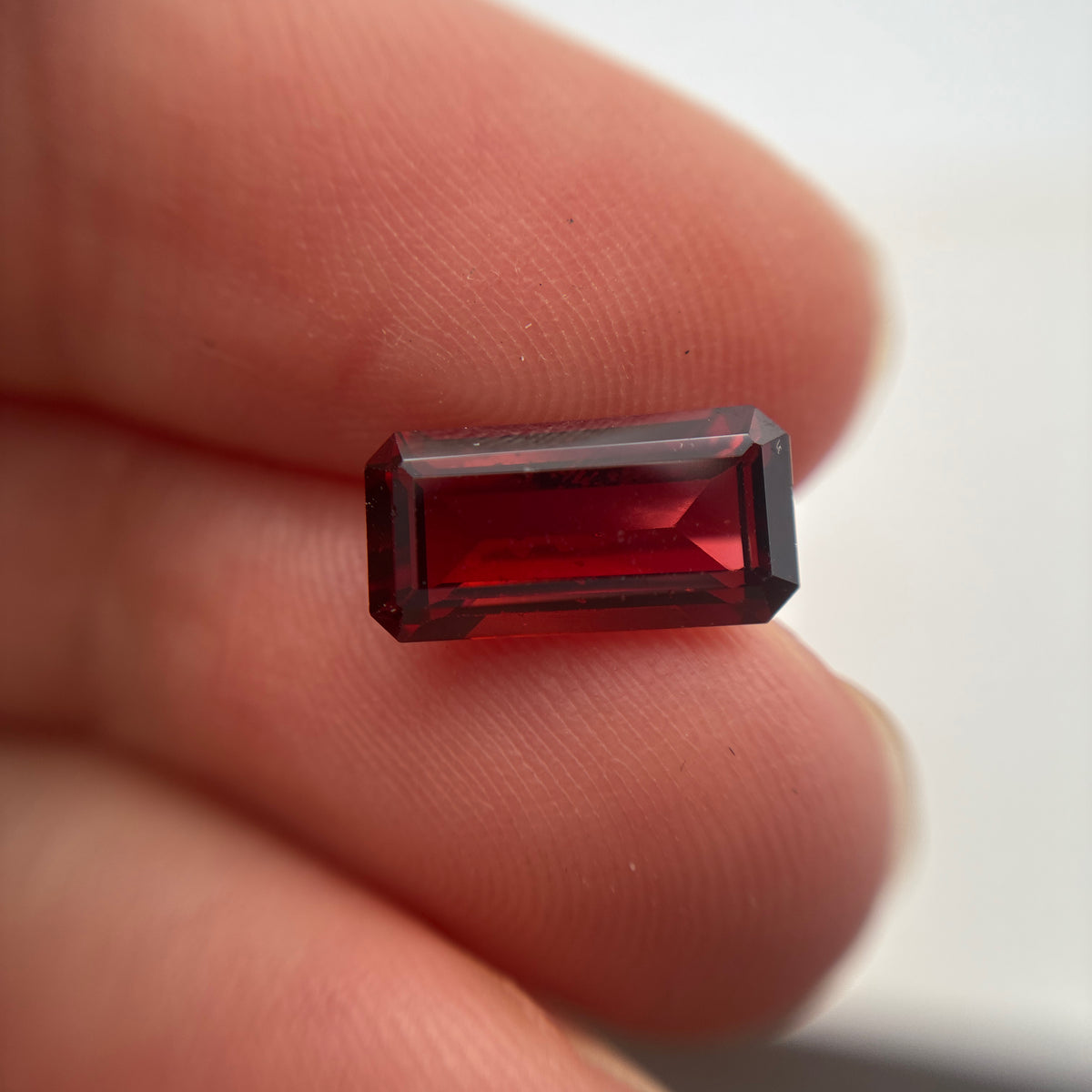 12x6mm Emerald-Cut Deep Red Loose Garnet, 3 carat