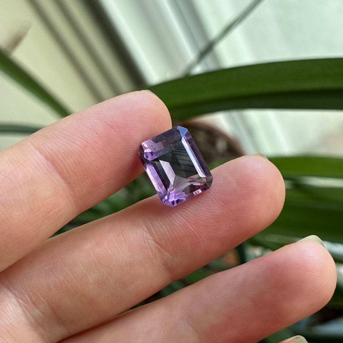 12x10mm Emerald Cut Purple Amethyst 5.53 carat Loose Gemstone