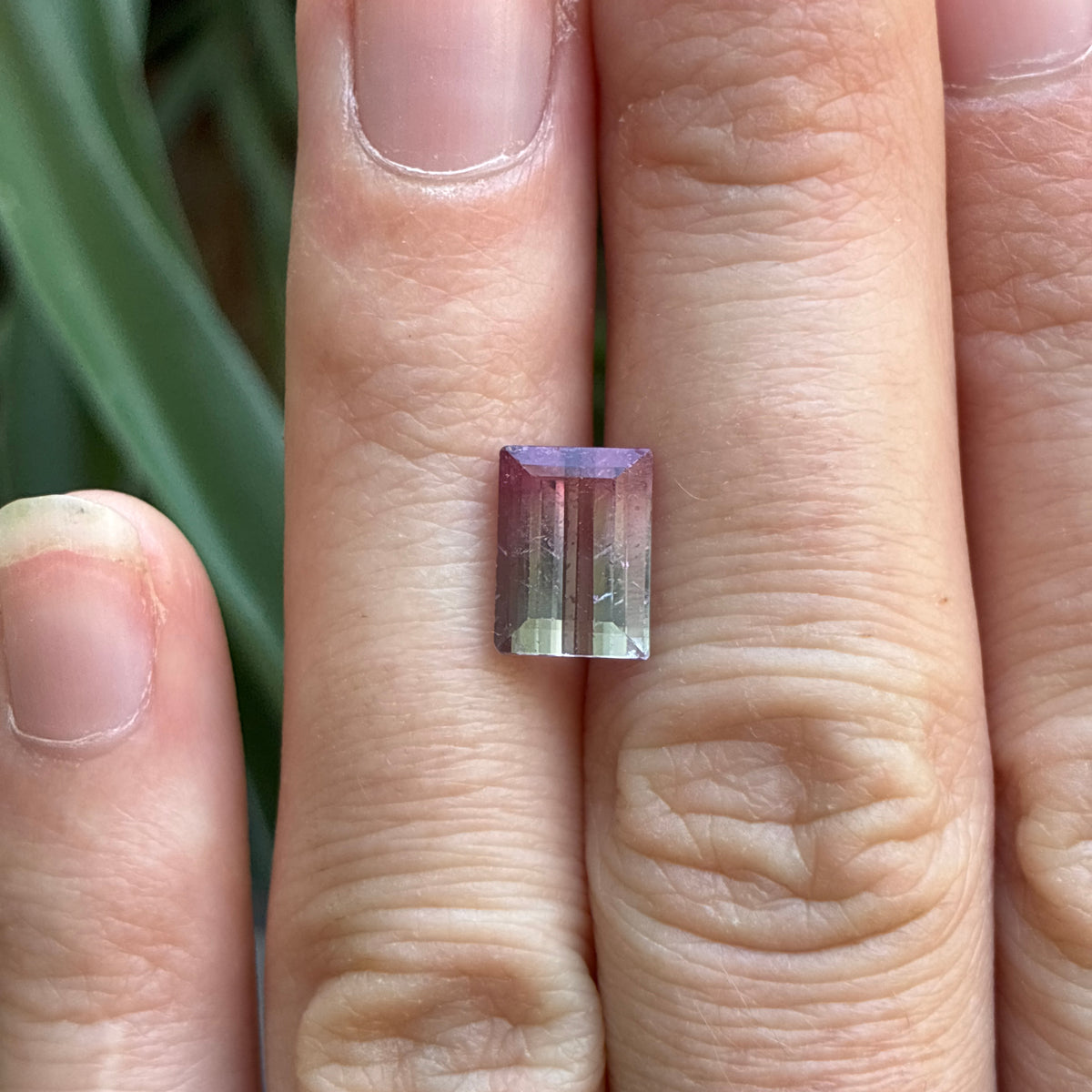 2.84 carat Pink and White Bi-Color Rectangle Loose Tourmaline *Chipped