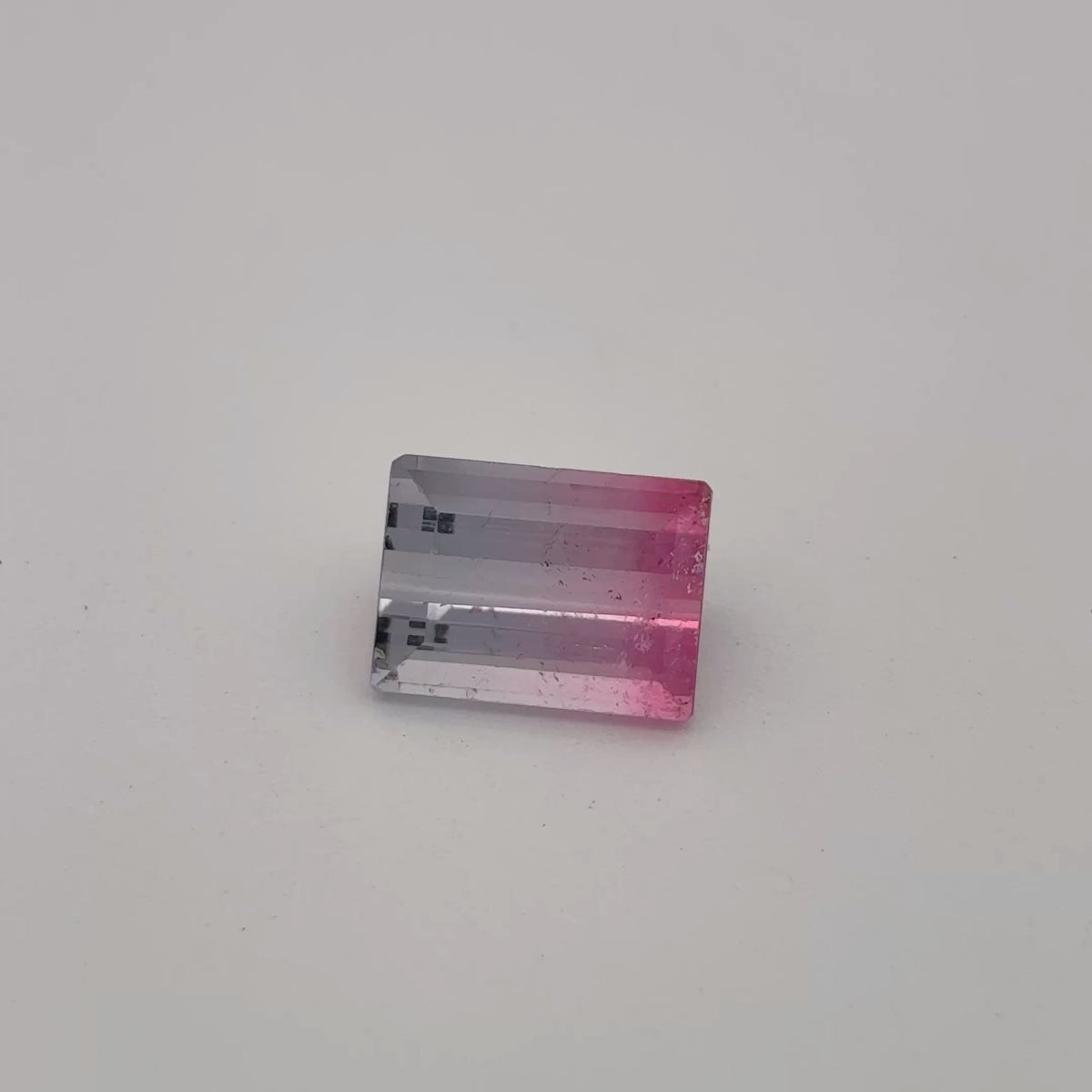 2.84 carat Pink and White Bi-Color Rectangle Loose Tourmaline *Chipped