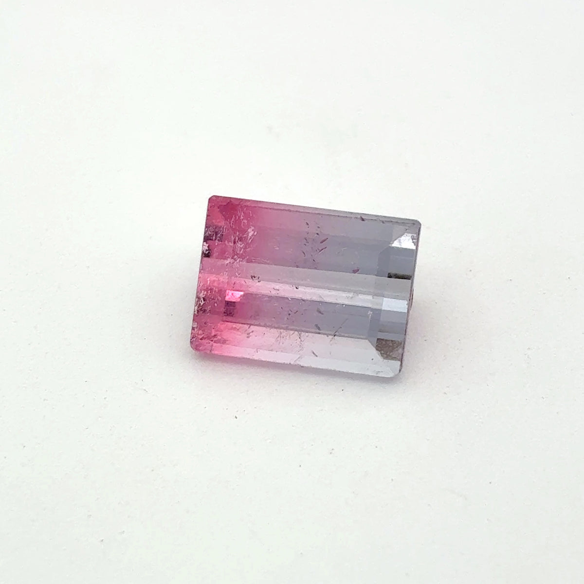 2.84 carat Pink and White Bi-Color Rectangle Loose Tourmaline *Chipped