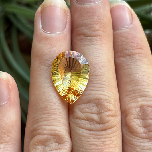 18x13 Pear Fantasy Cut Loose Citrine, 8.25 carat