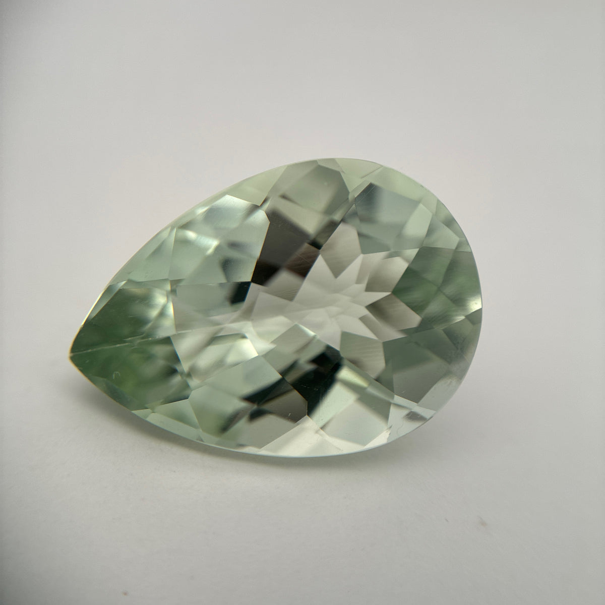 18x13mm Pear Cut Prasiolite, 9.90 carat Pale Green Quartz