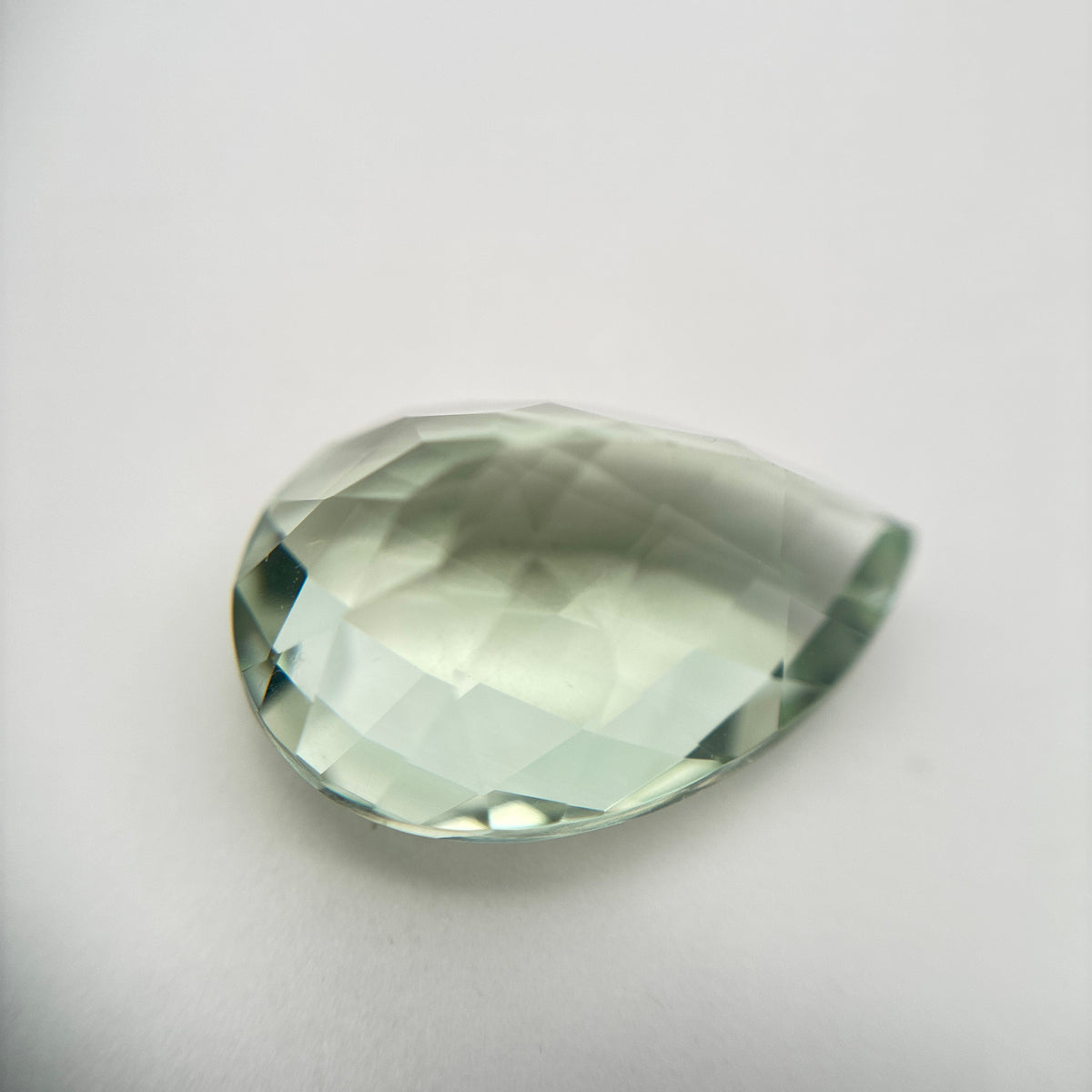 18x13mm Pear Cut Prasiolite, 9.90 carat Pale Green Quartz