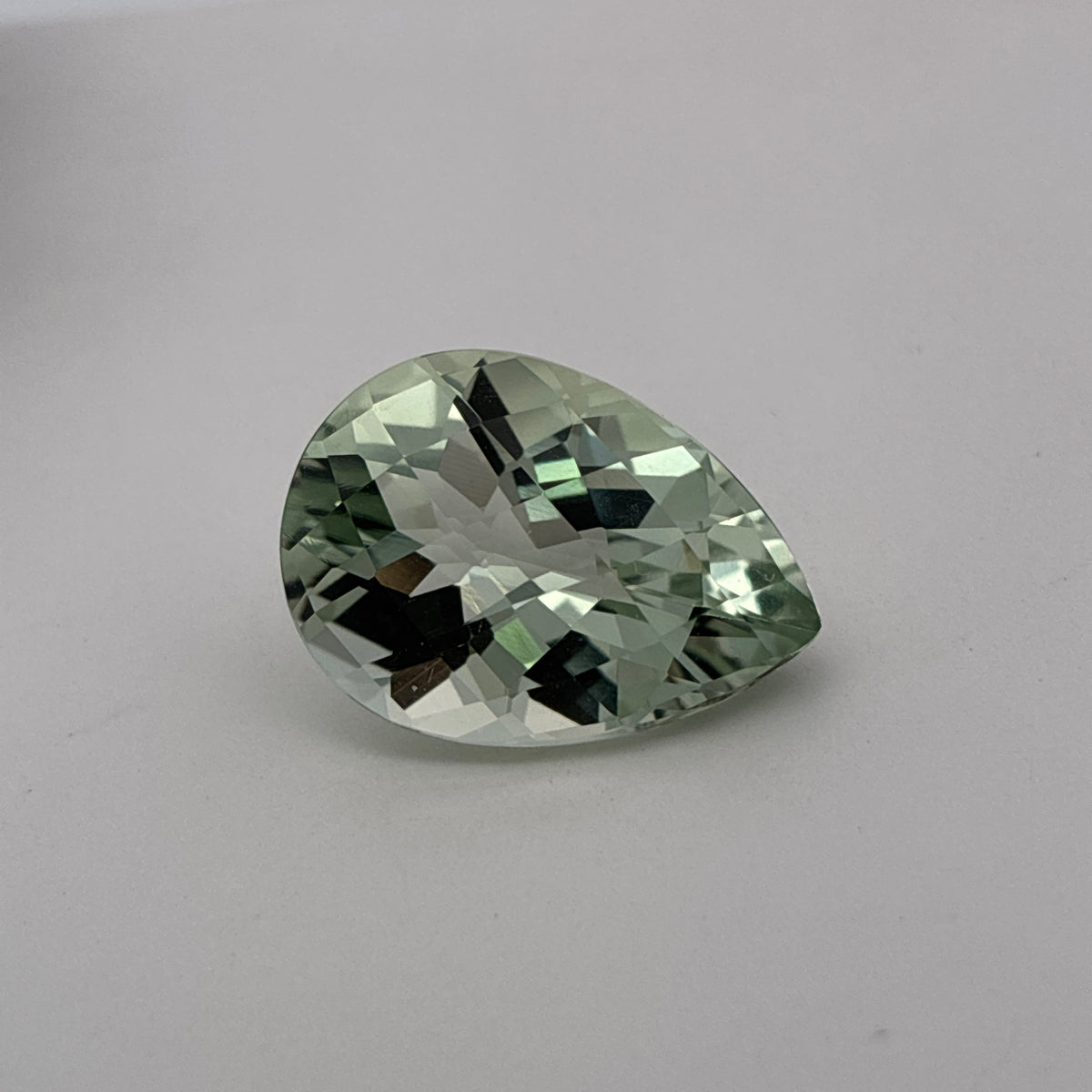 18x13mm Pear Cut Prasiolite, 9.90 carat Pale Green Quartz