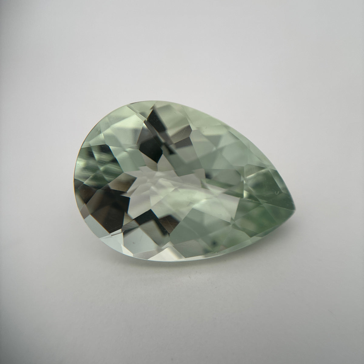 18x13mm Pear Cut Prasiolite, 9.90 carat Pale Green Quartz